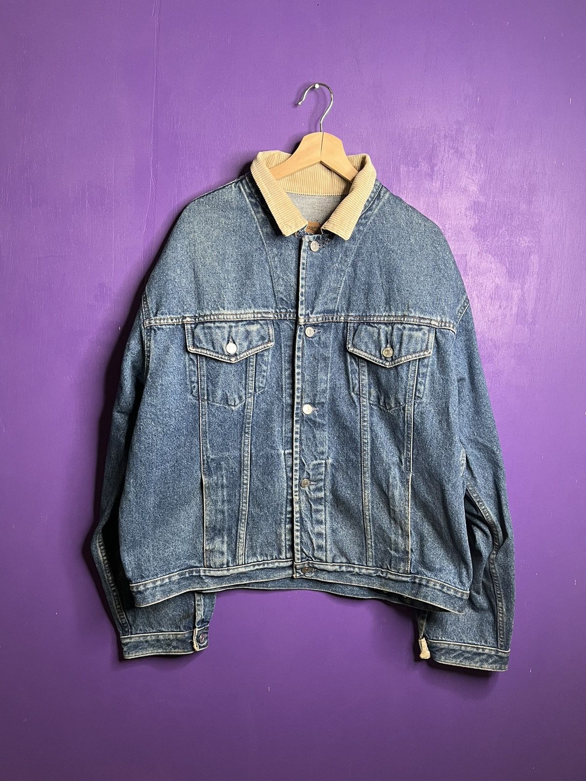 Vintage 90s GAP workforce corduroy collar denim jacket