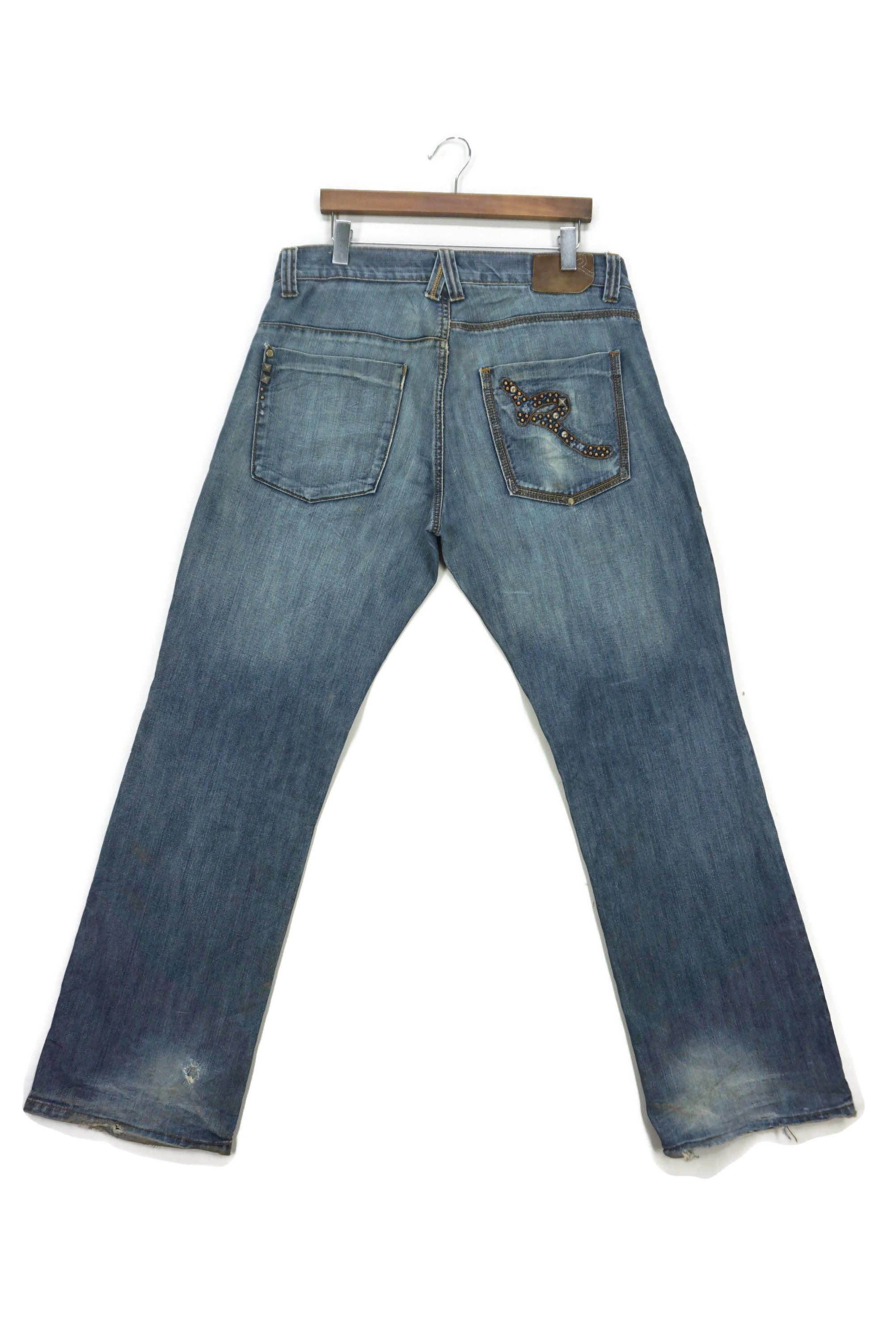 image of Jay Z x Rocawear Baggy Jeans Hip Hop Skateboard Stud Logo Relaxed Loose Pants in Blue (Size 34)