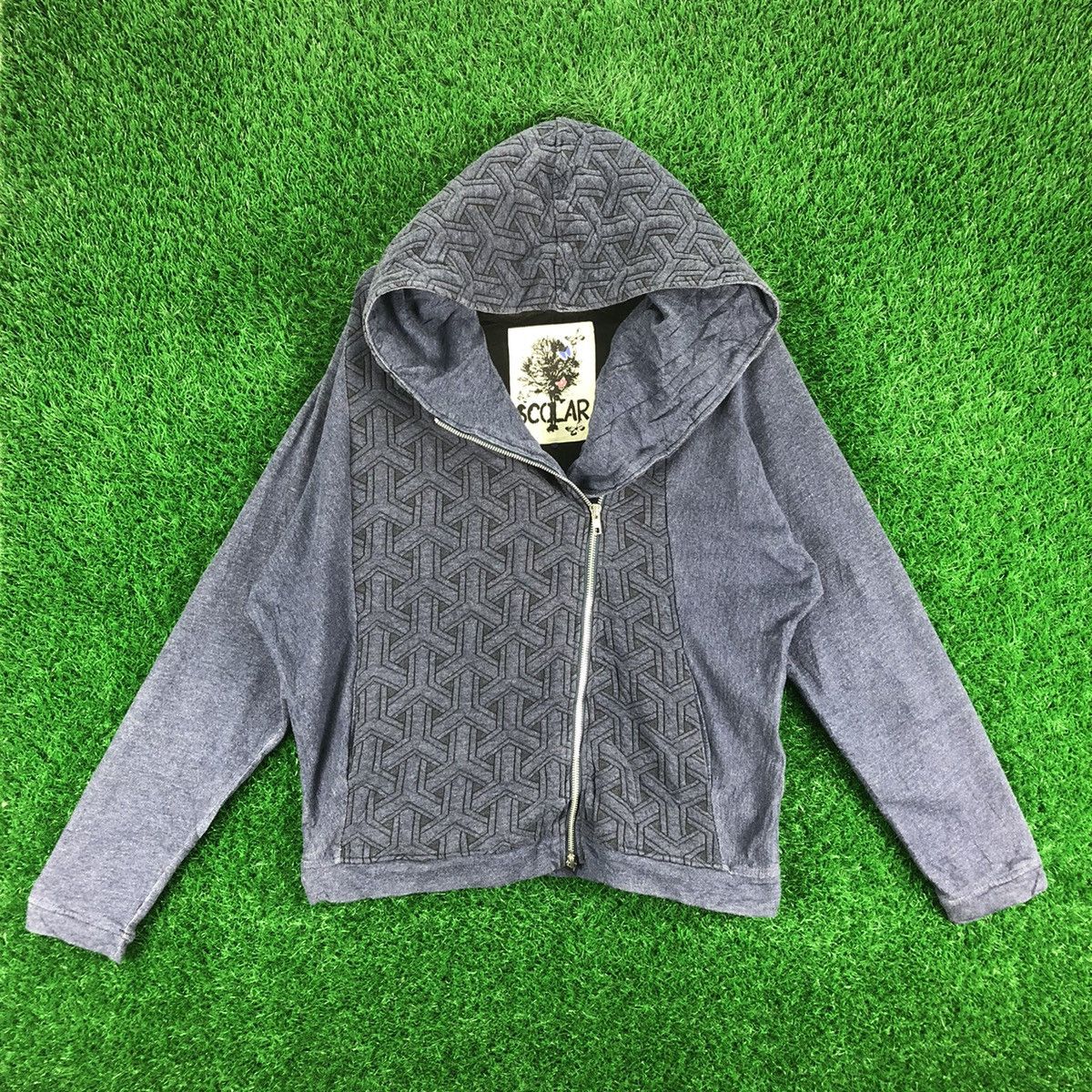 image of Vintage Scolar Sweatshirt Hoodie Zip in Blue, Men's (Size Medium)