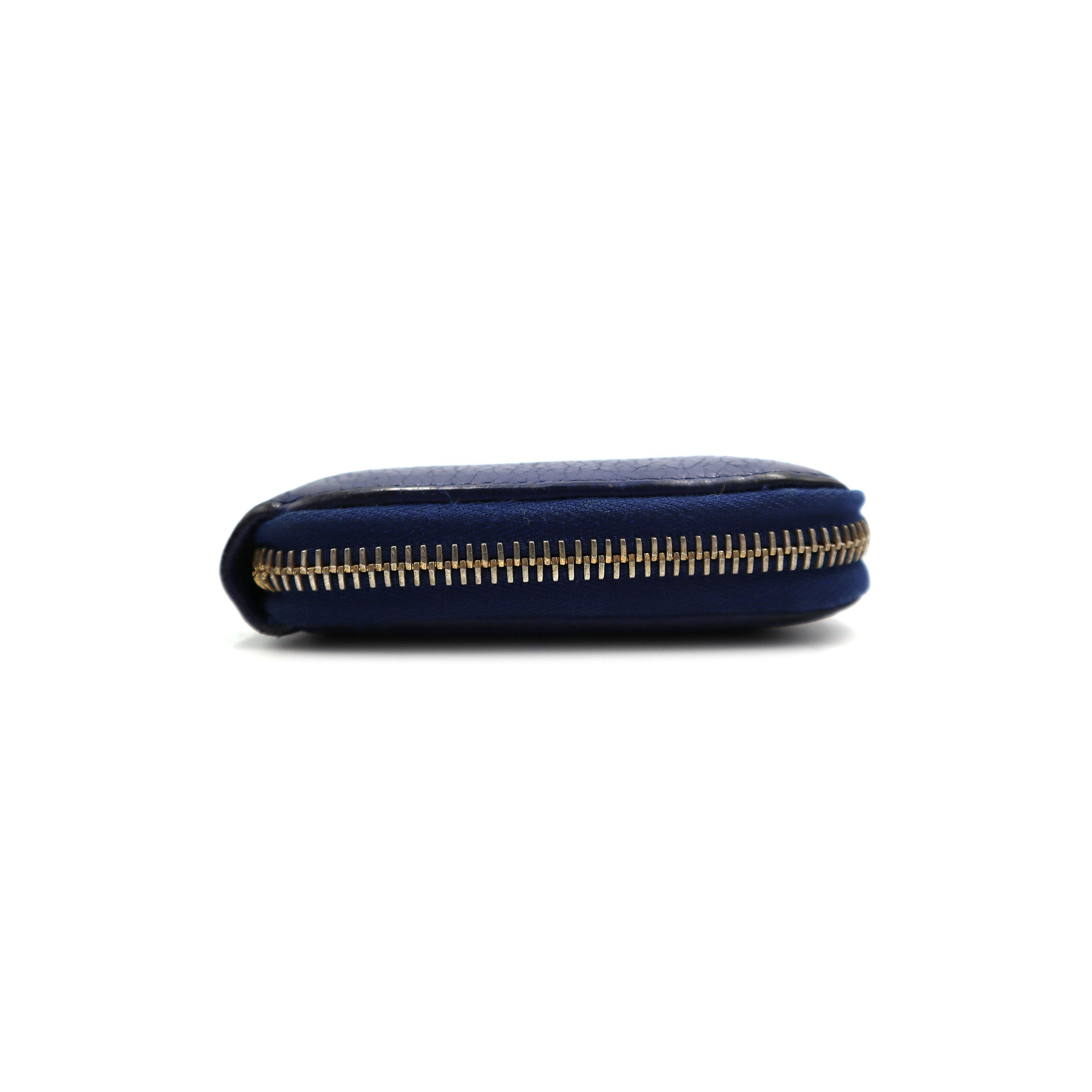 Prada Leather Round Zipper Long Wallet Blue