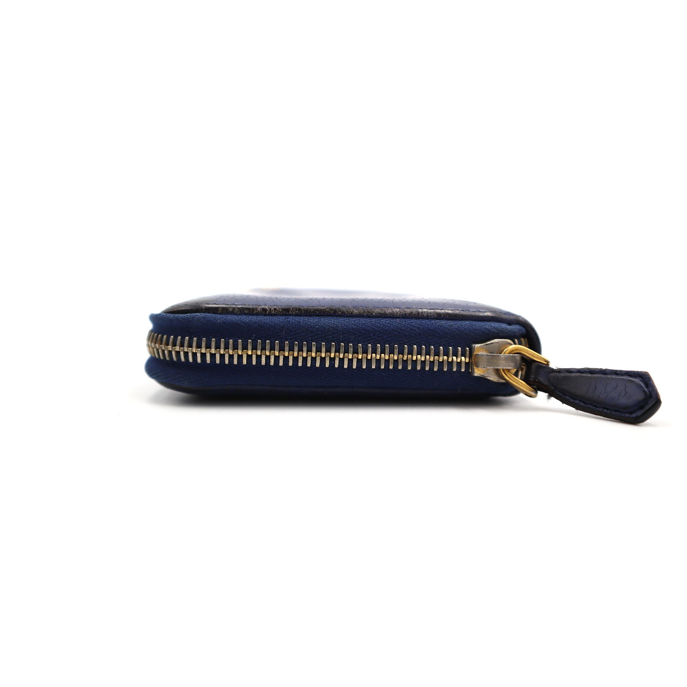 Prada Leather Round Zipper Long Wallet Blue