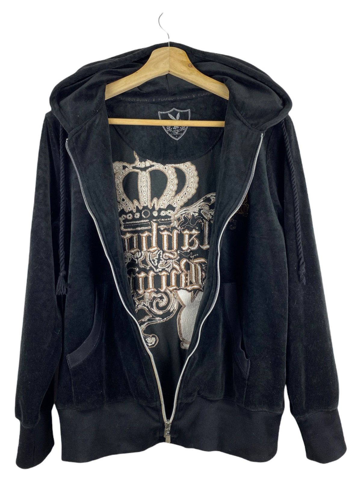 Playboy PLAYBOY BUNNY EMBROIDERY LOGO BLACK HOODIE Size US L / EU 52-54 / 3 - 3 Thumbnail