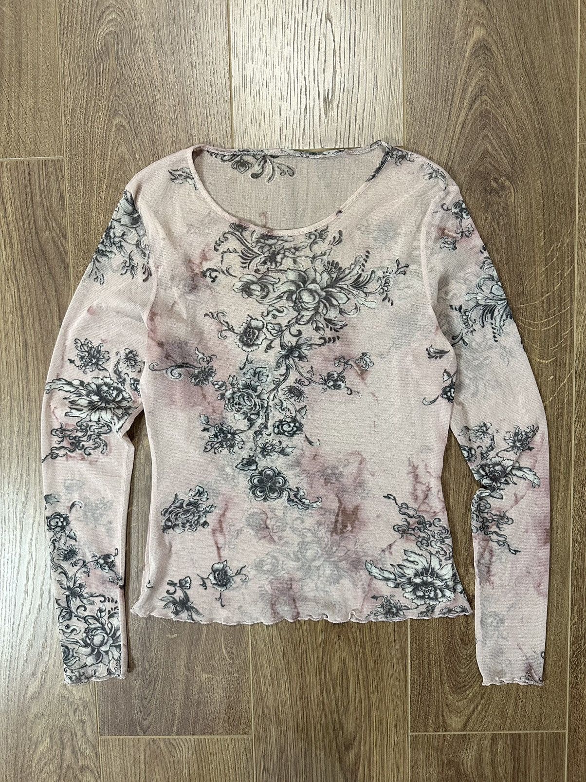 Japanese Brand × Vintage Vintage Jean Paul Gaultier Style Peach Mesh Long Sleeve Size M / US 6-8 / IT 42-44 - 1 Thumbnail