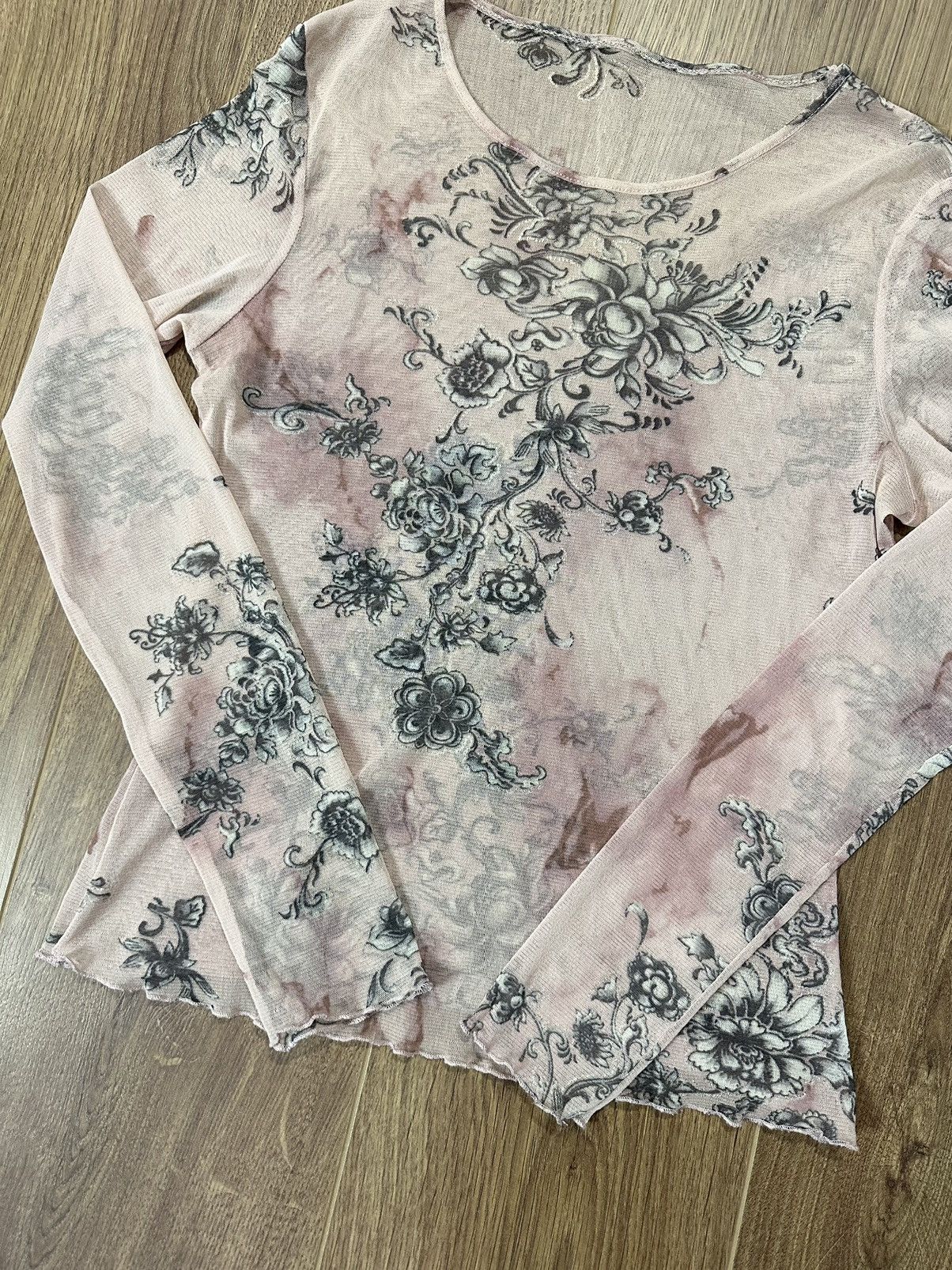 Japanese Brand × Vintage Vintage Jean Paul Gaultier Style Peach Mesh Long Sleeve Size M / US 6-8 / IT 42-44 - 2 Thumbnail