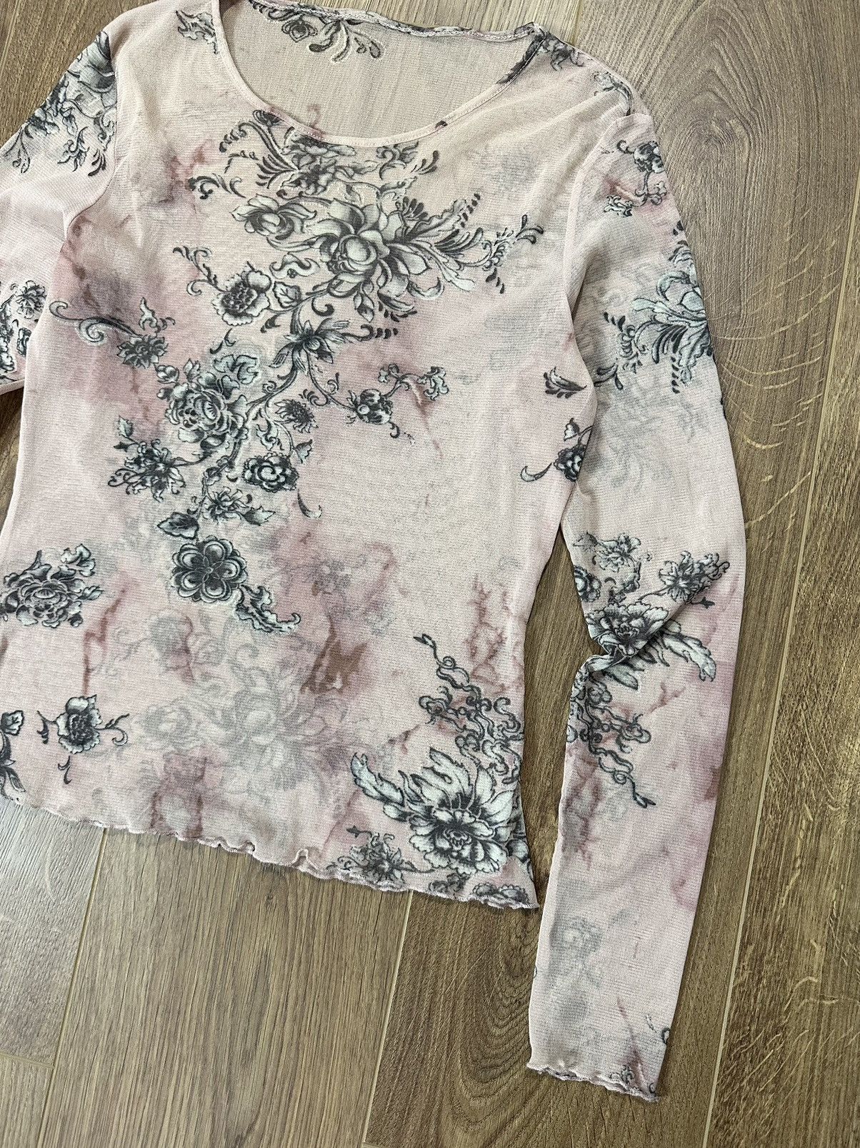Japanese Brand × Vintage Vintage Jean Paul Gaultier Style Peach Mesh Long Sleeve Size M / US 6-8 / IT 42-44 - 3 Thumbnail