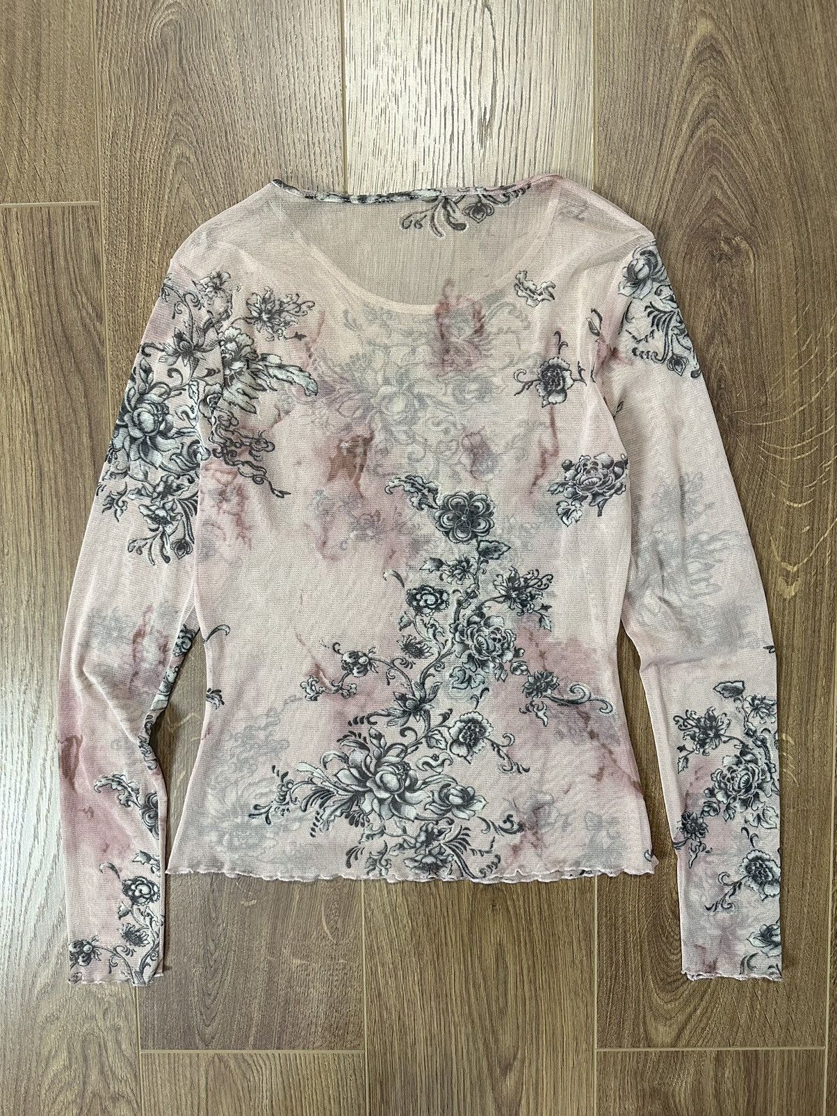 Japanese Brand × Vintage Vintage Jean Paul Gaultier Style Peach Mesh Long Sleeve Size M / US 6-8 / IT 42-44 - 5 Thumbnail