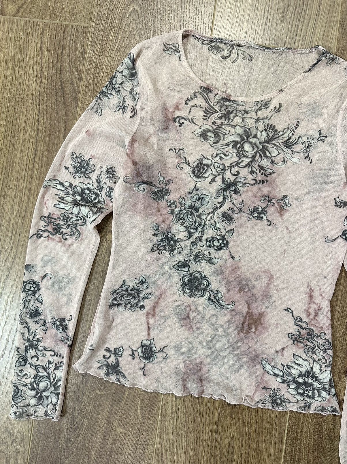 Japanese Brand × Vintage Vintage Jean Paul Gaultier Style Peach Mesh Long Sleeve Size M / US 6-8 / IT 42-44 - 4 Thumbnail