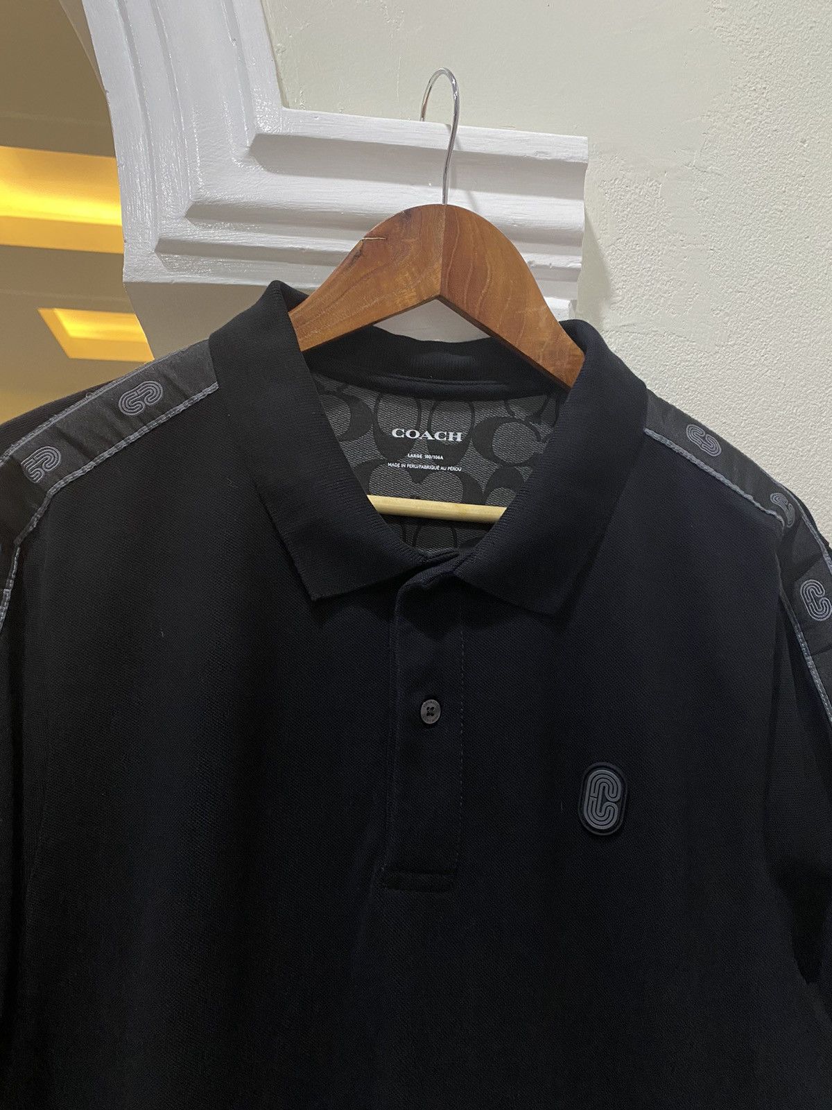Coach Coach Sidetape Logo Black Polo Size US L / EU 52-54 / 3 - 3 Thumbnail