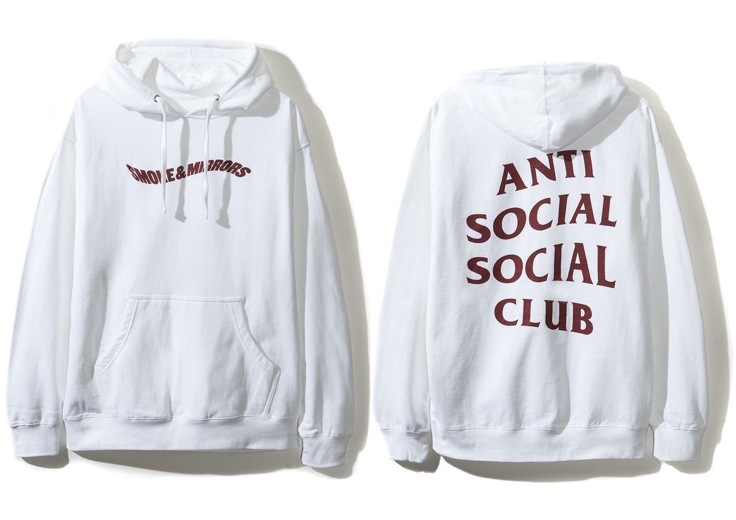 Anti Social Social Club DS ASSC maroon logo Smoke and Mirrors White Hoodie in Hand Size US XL / EU 56 / 4 - 1 Thumbnail