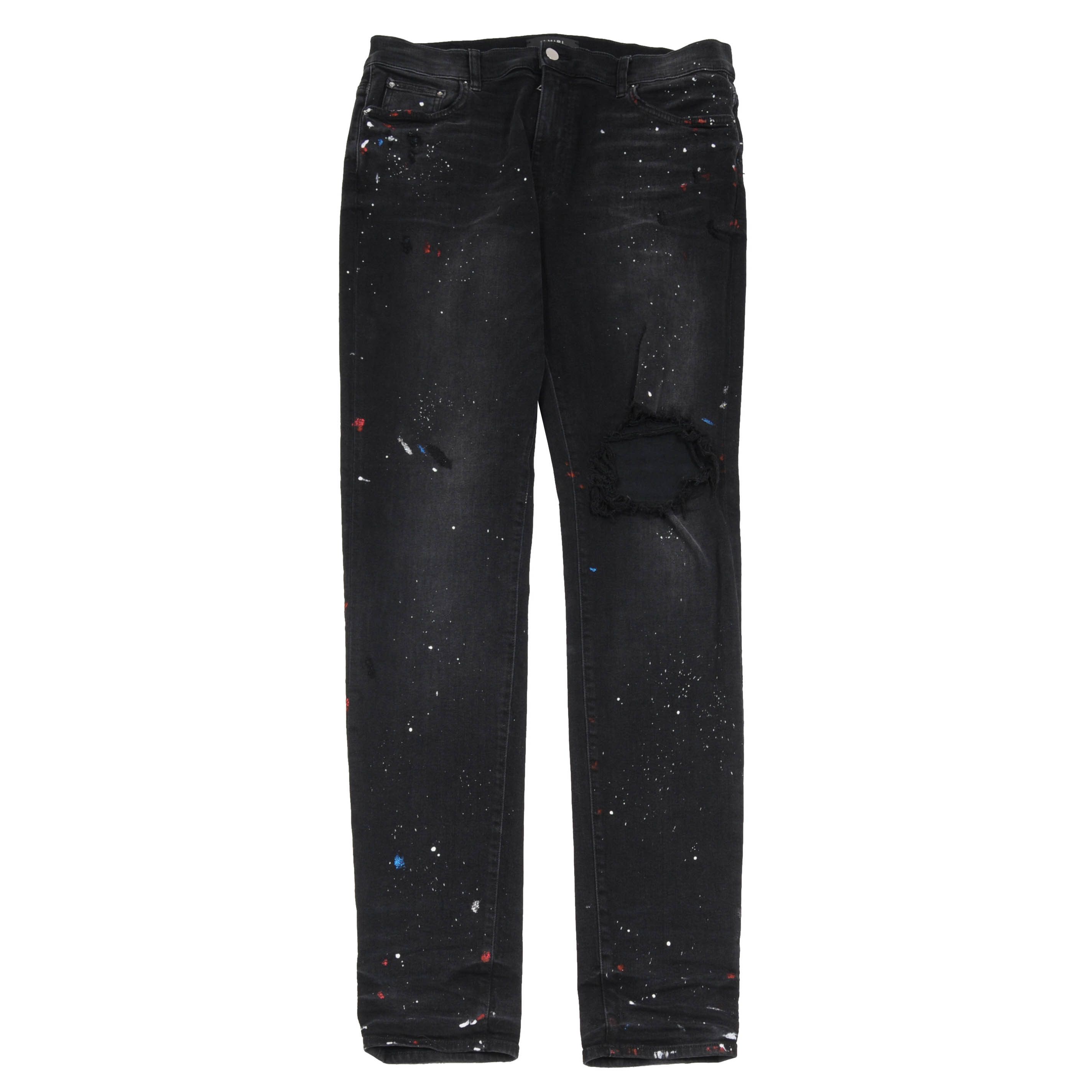 Amiri Paint Splatter Broken Knee Blowout Distressed Skinny Jeans Size US 36 / EU 52 - 1 Thumbnail