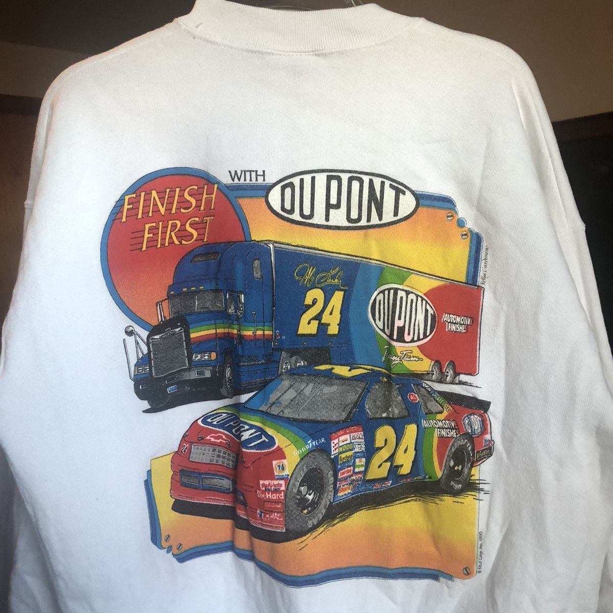 NASCAR Vintage 1993 NASCAR Jeff Gordon Finish First DuPont Crewneck Size US L / EU 52-54 / 3 - 1 Thumbnail