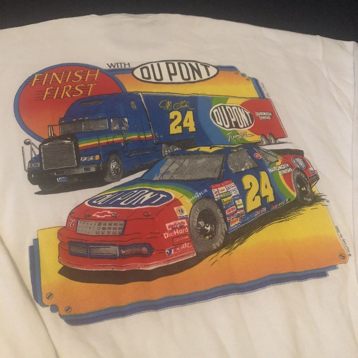 NASCAR Vintage 1993 NASCAR Jeff Gordon Finish First DuPont Crewneck Size US L / EU 52-54 / 3 - 3 Thumbnail