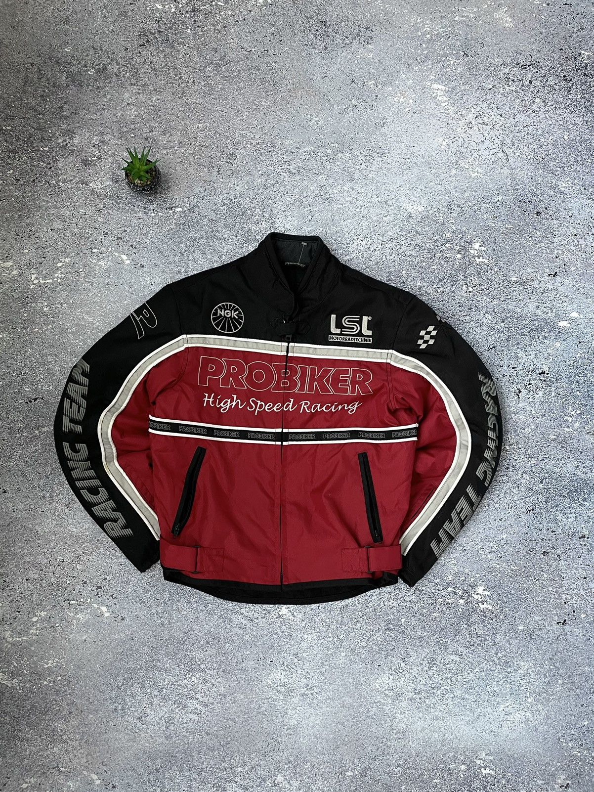 Vintage Racing Pro Biker High Speed Racing Team Jacket Y2K