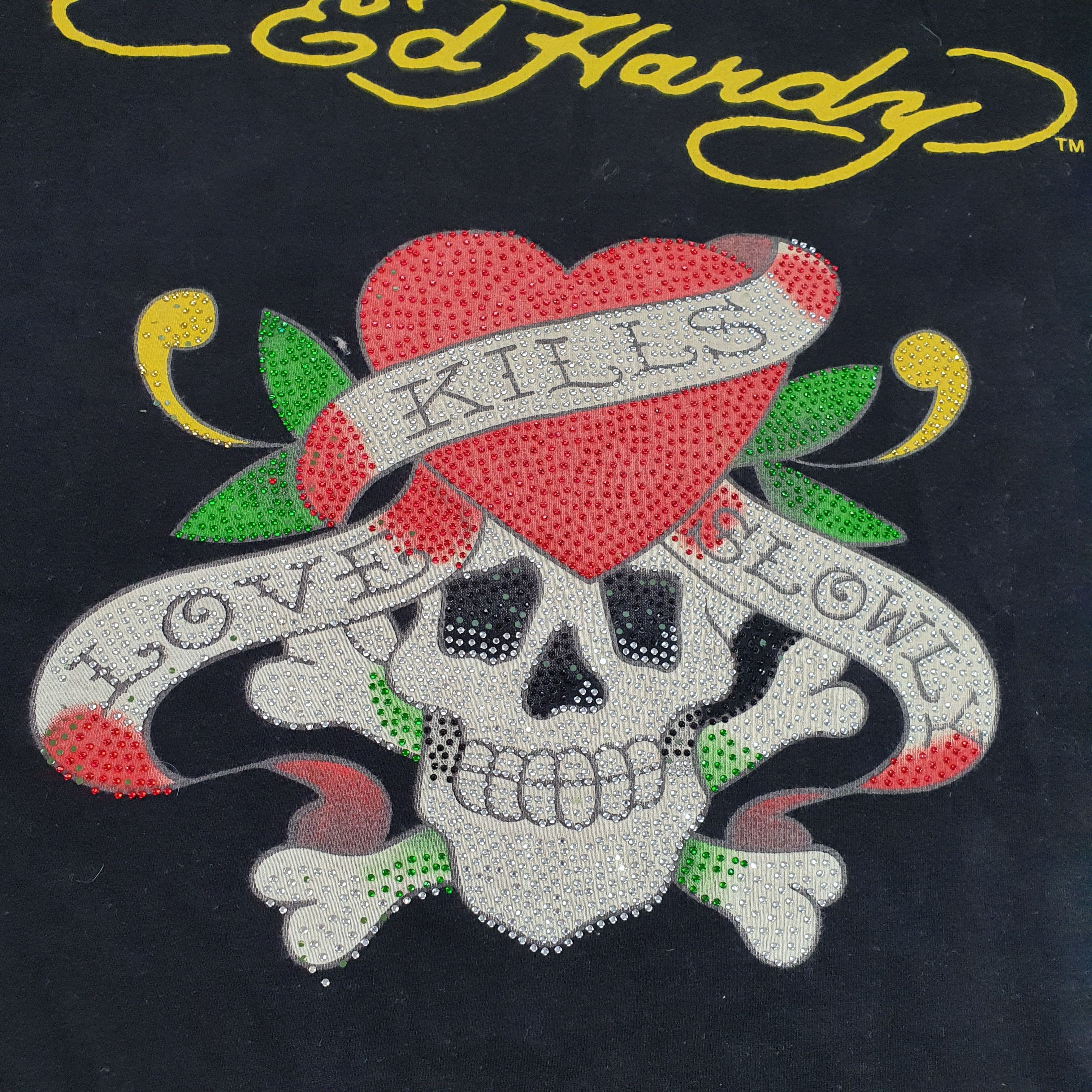 Christian Audigier × Ed Hardy Ed Hardy Kills Love Slowly Swarovski Tee Shirt Size US M / EU 48-50 / 2 - 5 Thumbnail