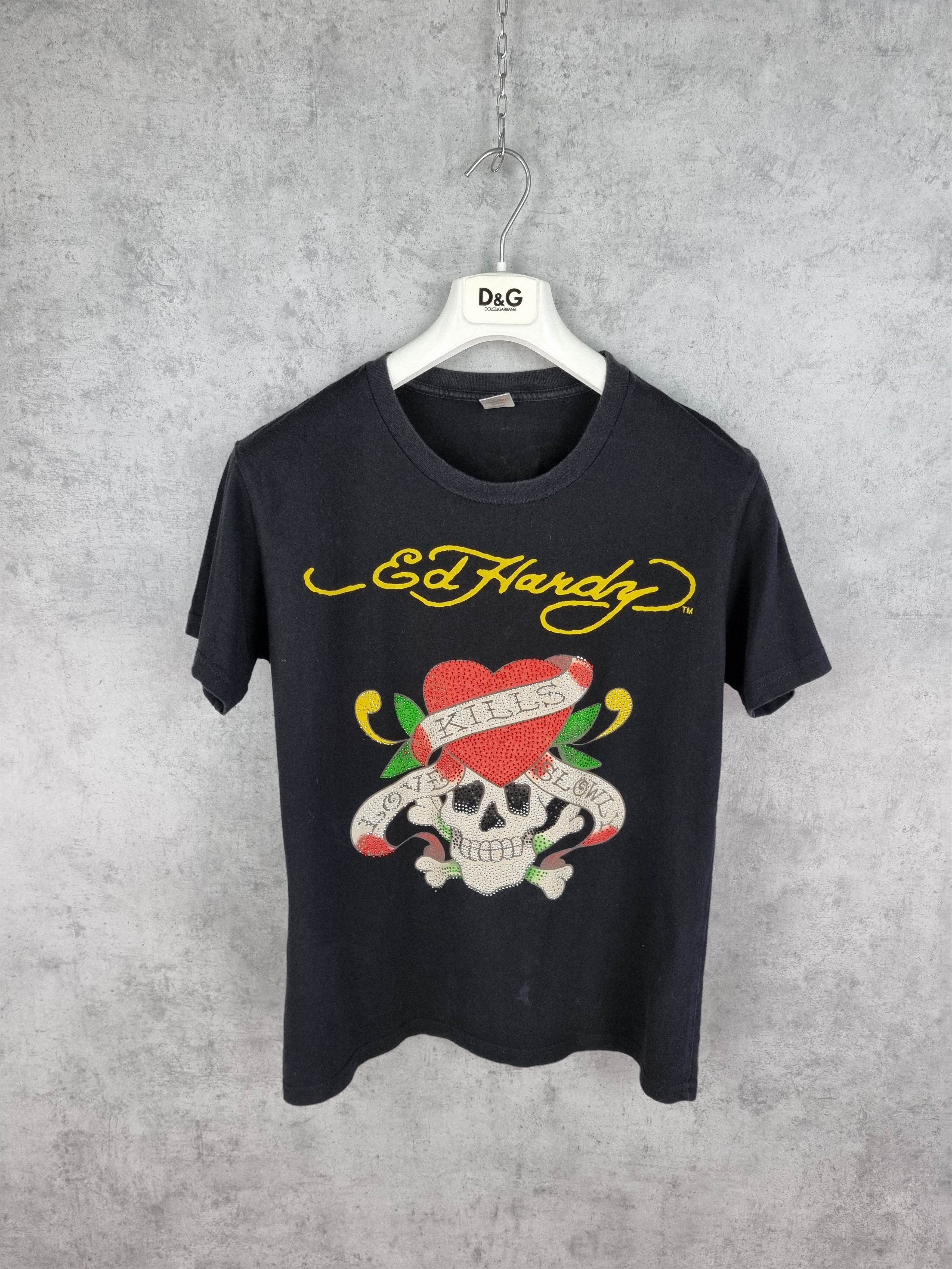 Christian Audigier × Ed Hardy Ed Hardy Kills Love Slowly Swarovski Tee Shirt Size US M / EU 48-50 / 2 - 1 Thumbnail