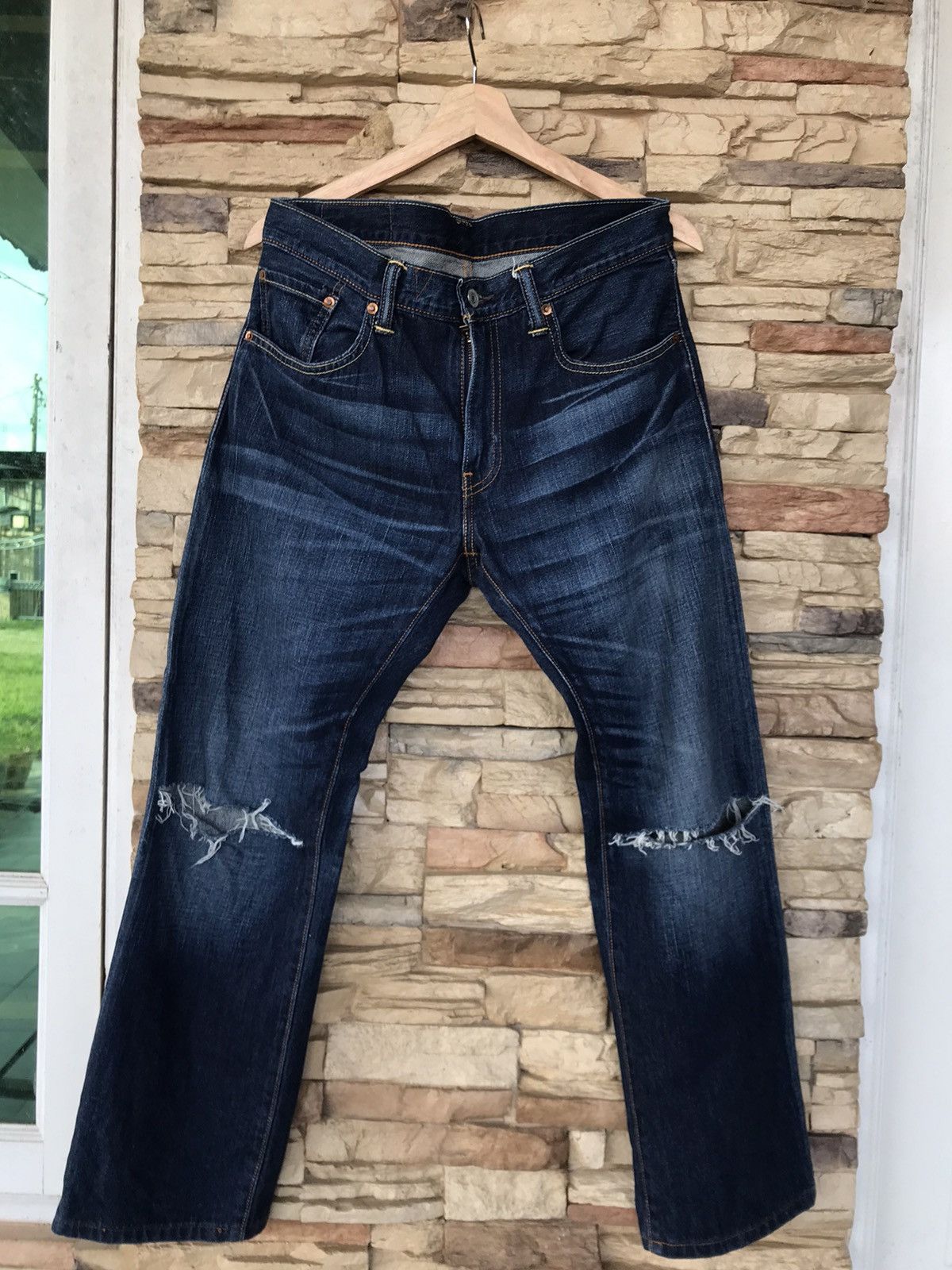 image of Distressed Denim x Levis Levi’S 502 Distressed Jeans in Blue, Men's (Size 34)