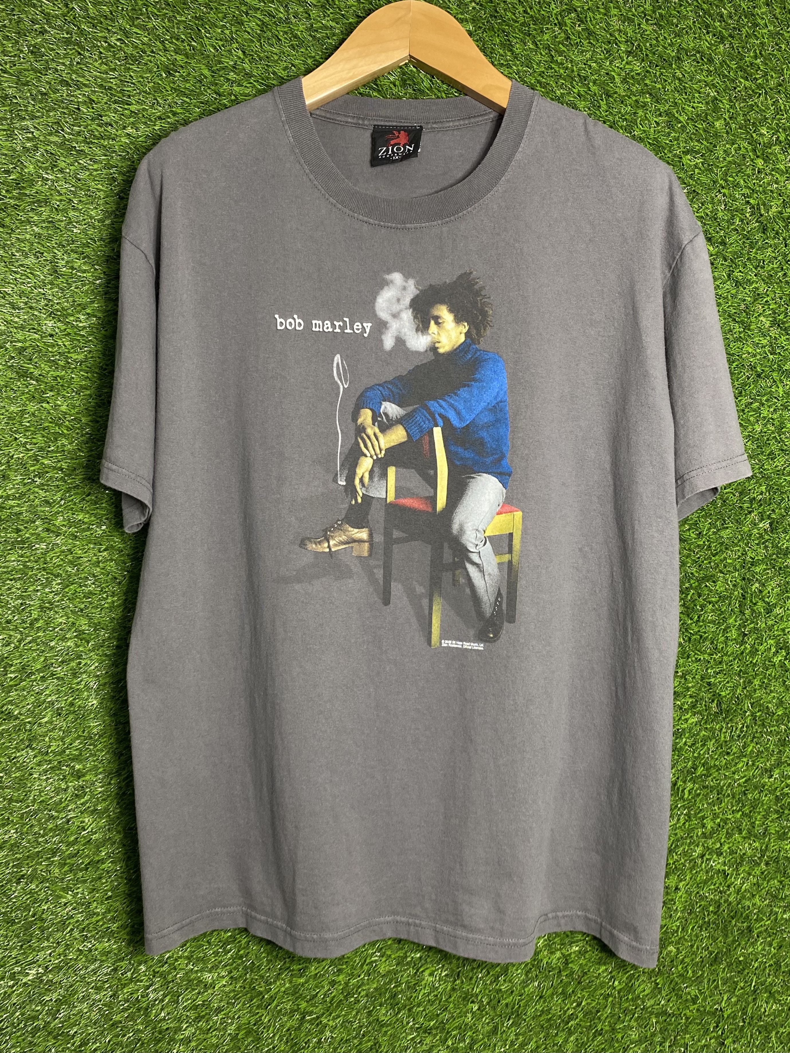 image of Rap Tees x Vintage Bob Marley 2002 The More Man Smoke Herb Tee Shirt in Grey, Men's (Size XL)