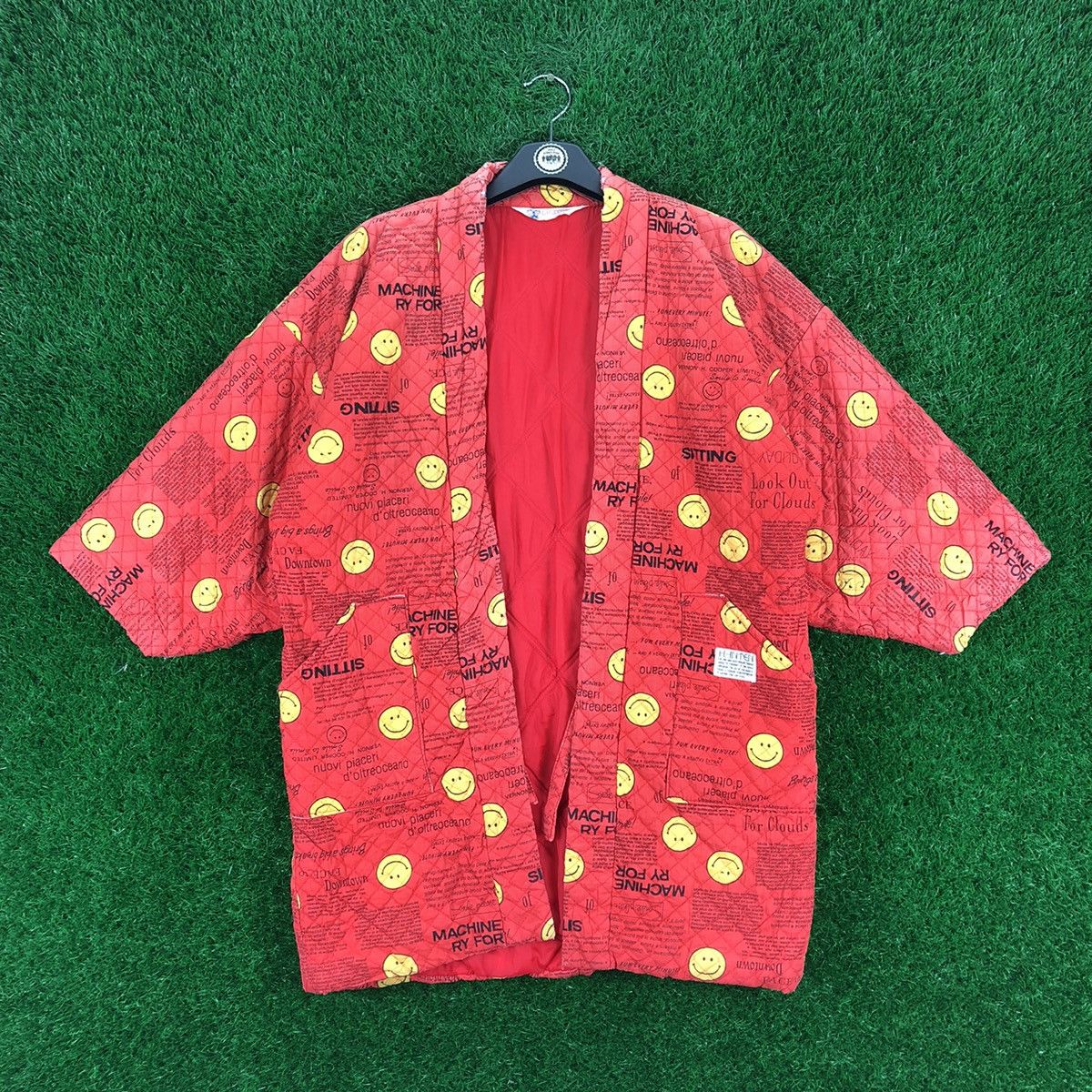 Vintage 80's Kimono Quilted Smile Face Fullprint