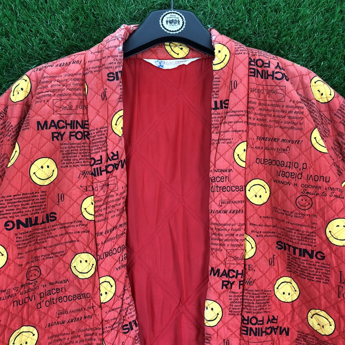 Vintage Vintage 80's Kimono Quilted Smile Face Fullprint Size US L / EU 52-54 / 3 - 7 Thumbnail