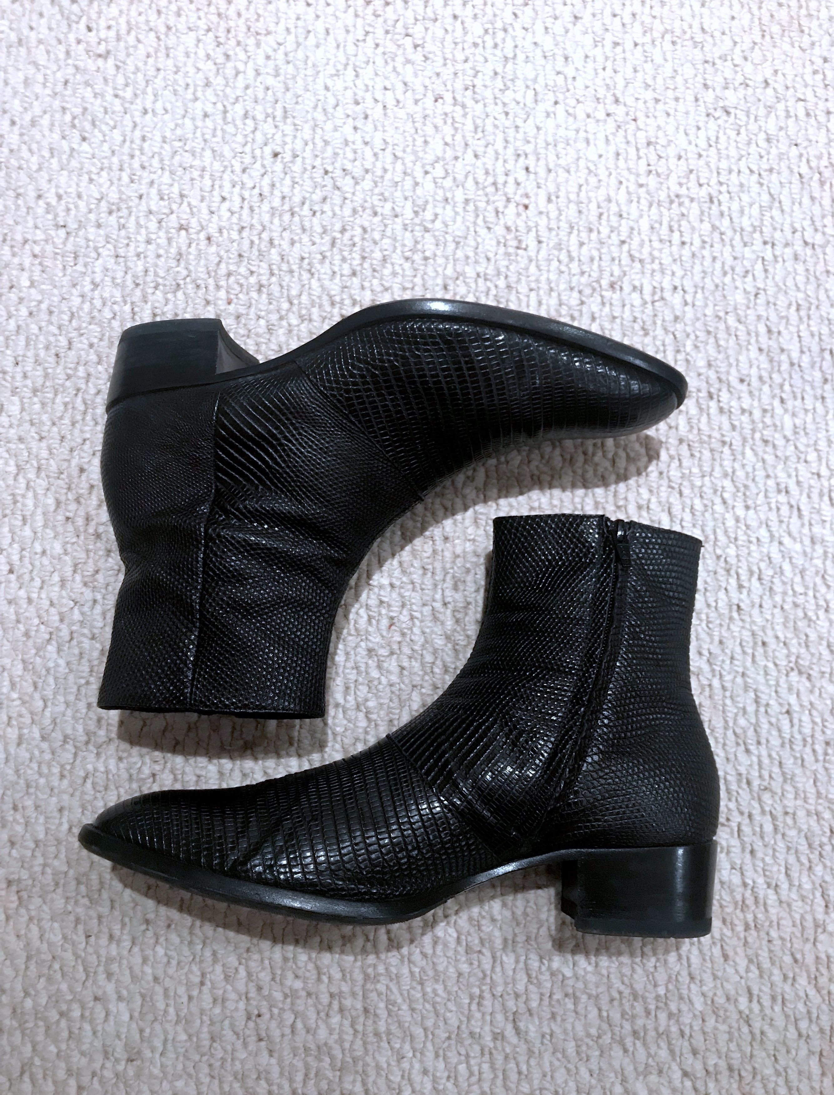 Hedi Slimane × Saint Laurent Paris FINAL DROP SS15 LIZARD SKIN WYATT PSYCH ROCK LEATHER BOOTS Size US 12.5 / EU 45-46 - 3 Thumbnail