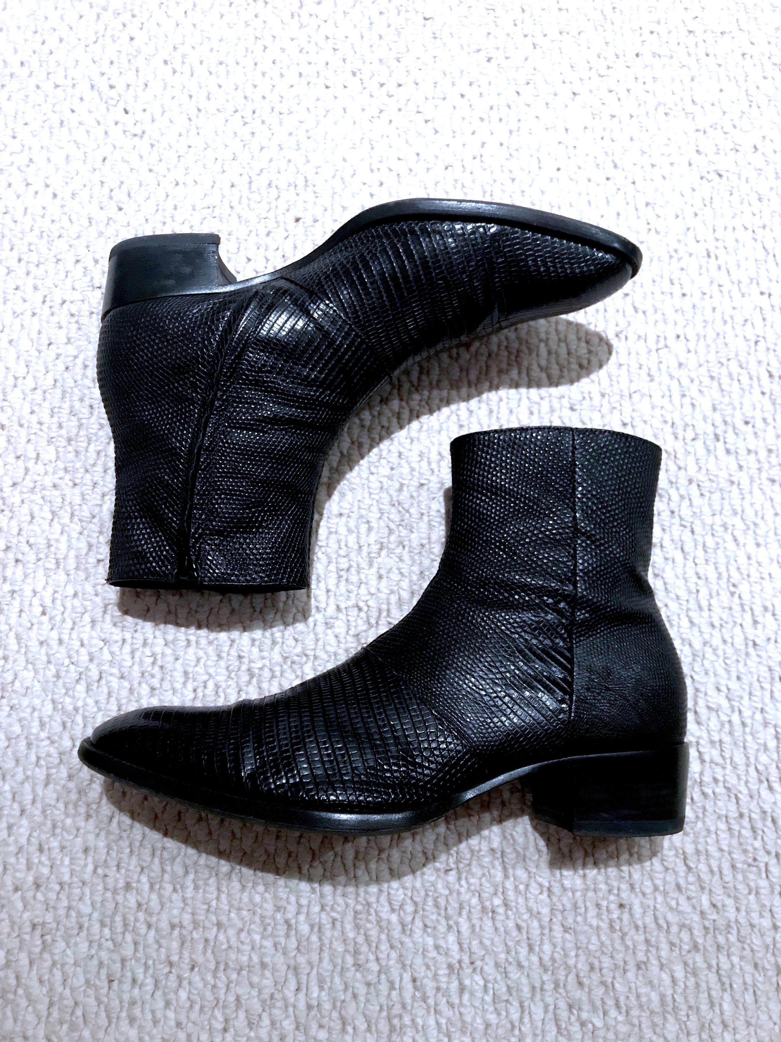 Hedi Slimane × Saint Laurent Paris FINAL DROP SS15 LIZARD SKIN WYATT PSYCH ROCK LEATHER BOOTS Size US 12.5 / EU 45-46 - 4 Thumbnail