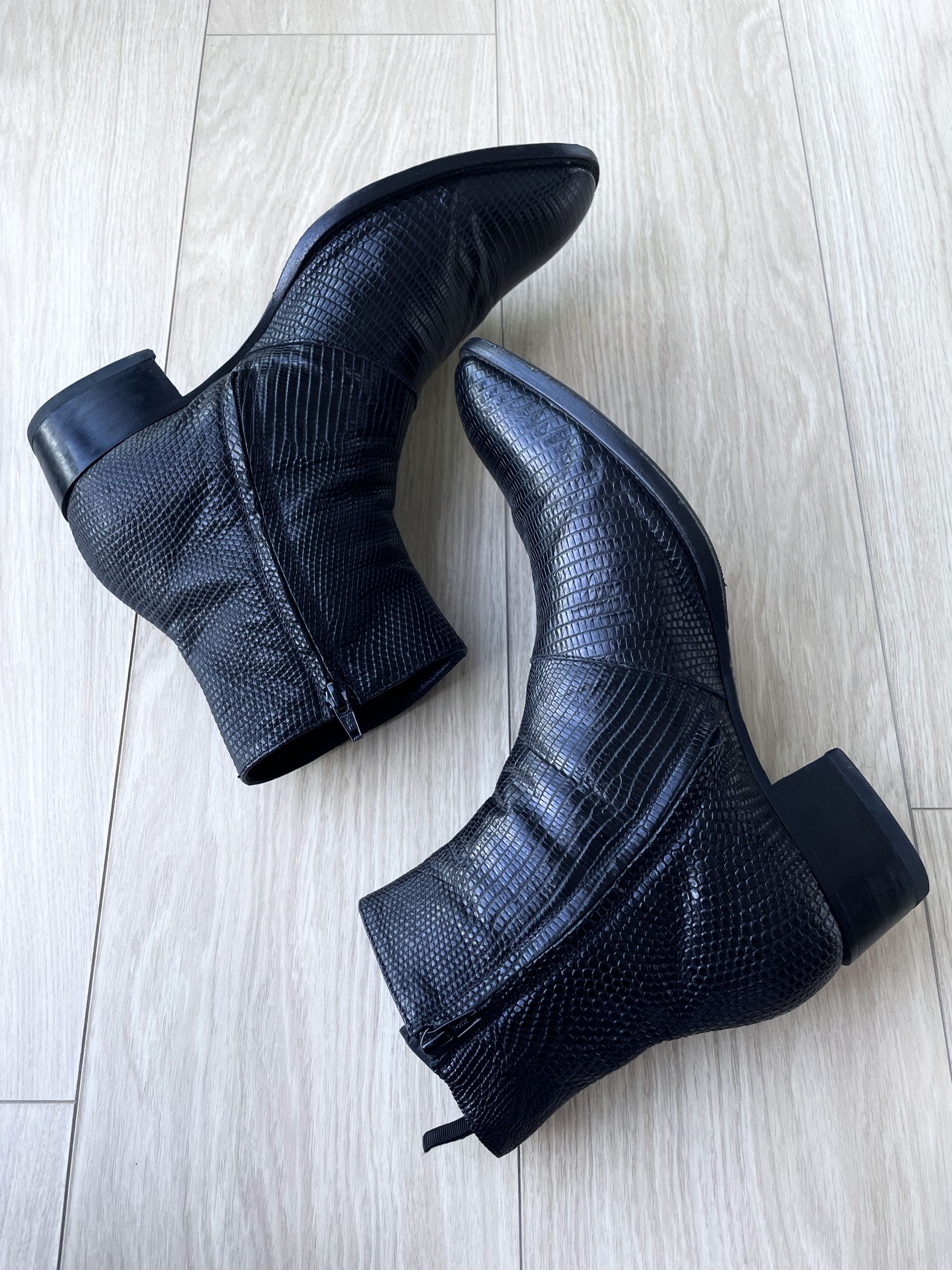 Hedi Slimane × Saint Laurent Paris FINAL DROP SS15 LIZARD SKIN WYATT PSYCH ROCK LEATHER BOOTS Size US 12.5 / EU 45-46 - 14 Thumbnail