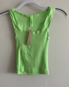 SKIMS: Green Cotton Rib Tank Top