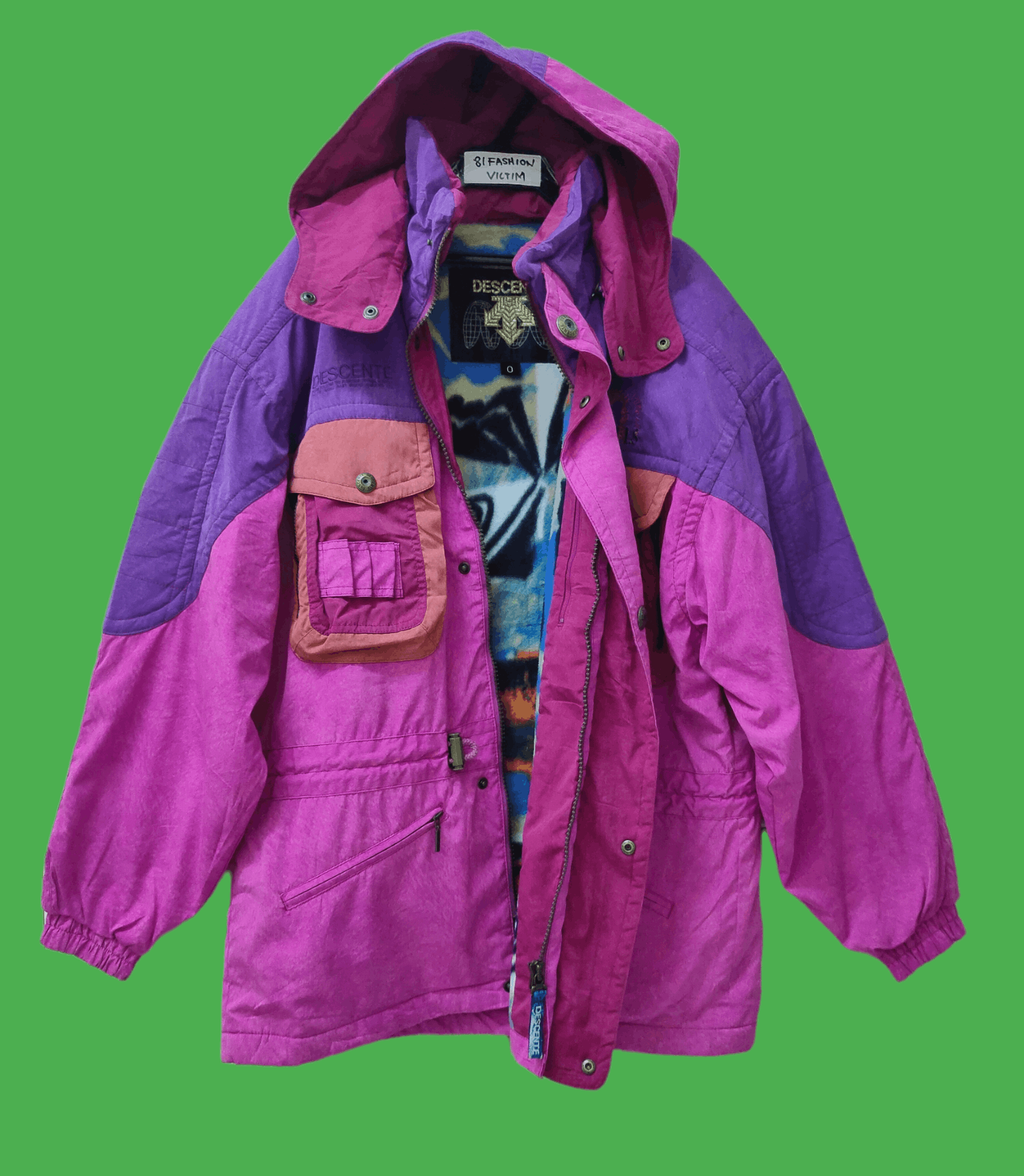 image of Descente International Vintage Multicolor Bomber Ski Jacket, Women's (Size XL)