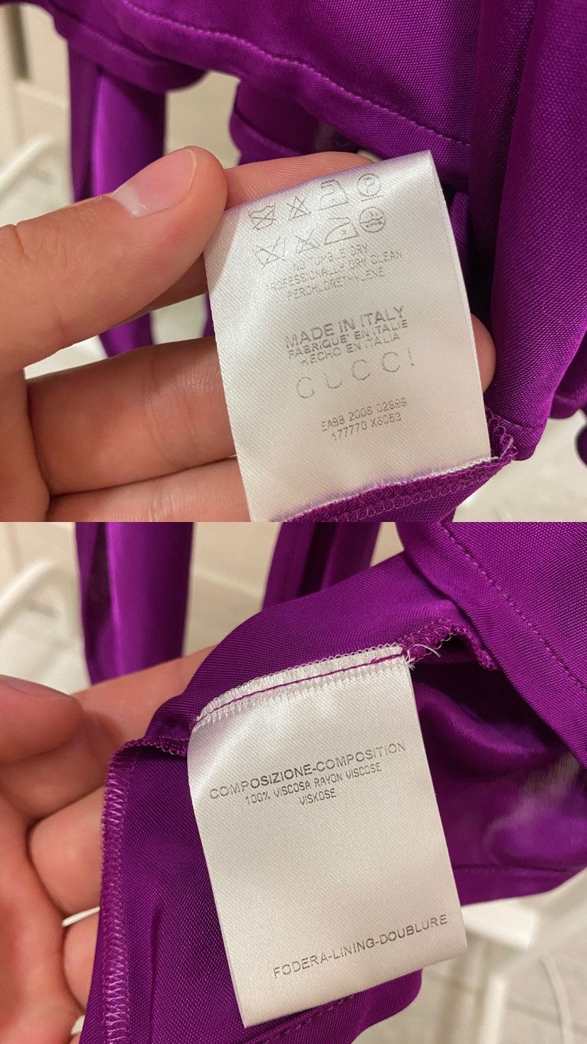 Gucci × Vintage Gucci Made in Italy V-Neck Short Sleeve Viscosa Purple Dress Size US M / EU 48-50 / 2 - 14 Thumbnail