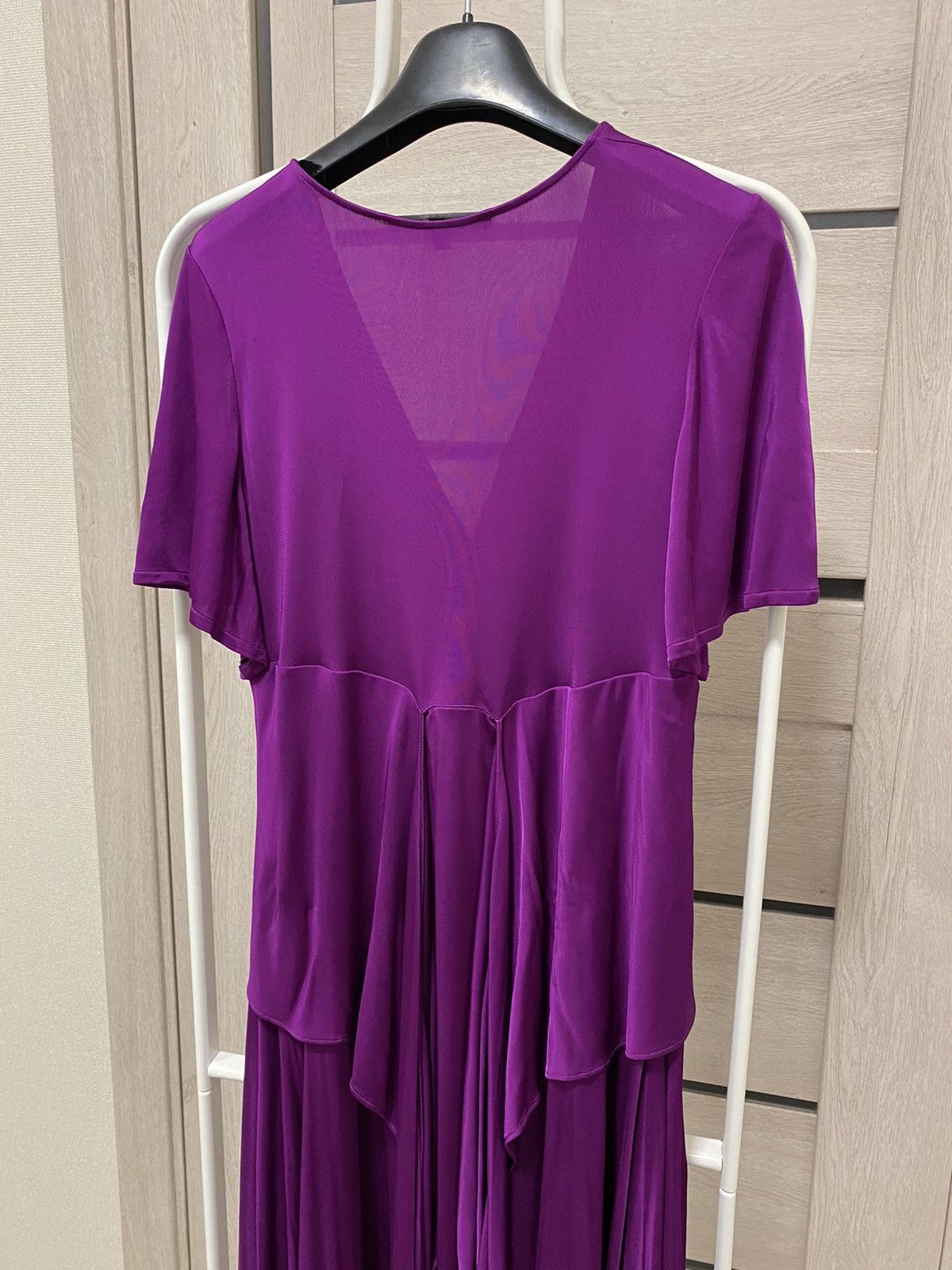Gucci × Vintage Gucci Made in Italy V-Neck Short Sleeve Viscosa Purple Dress Size US M / EU 48-50 / 2 - 10 Thumbnail