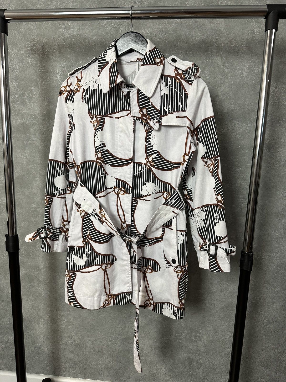 Aquascutum × Grailed Aquascutum Heritage Floral White Cotton Belt Trench Coat Size XS / US 0-2 / IT 36-38 - 3 Thumbnail