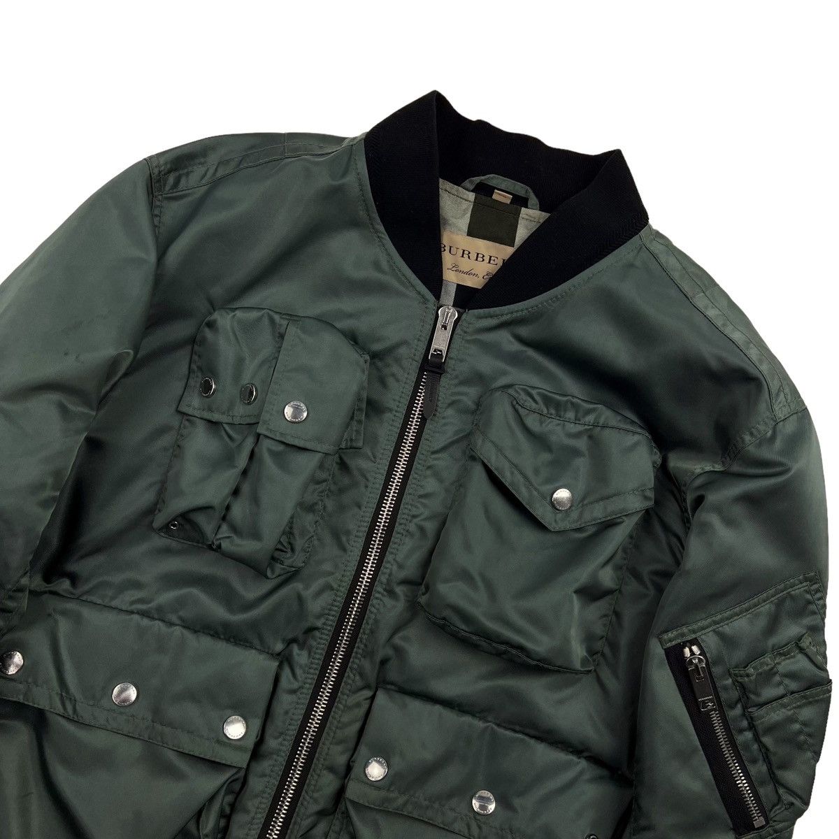 image of Burberry Green Utility Bomber Jacket, Men's (Size Small)