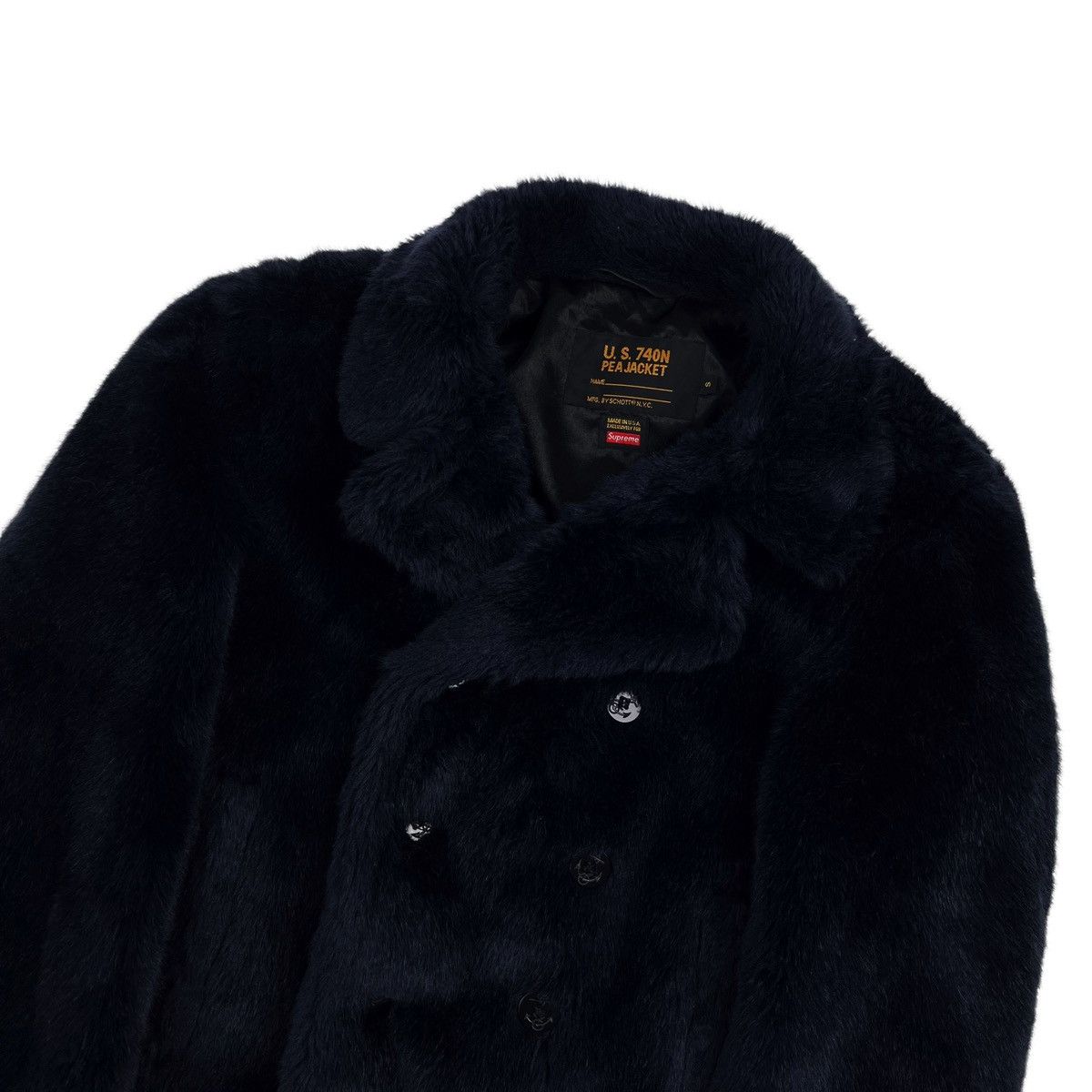 Supreme Supreme x Schott FW17 Navy Faux Fur Peacoat | Grailed