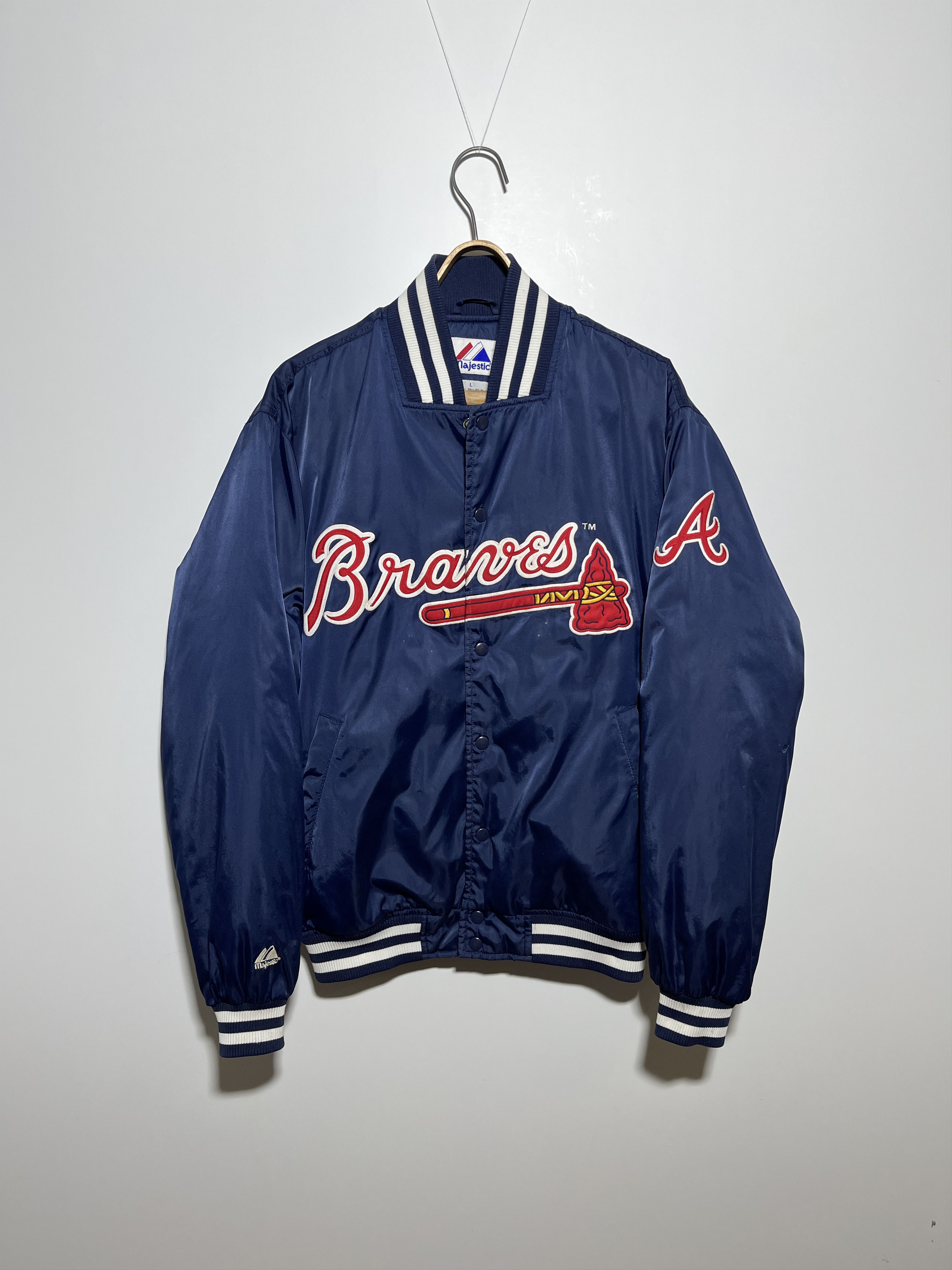 Vintage Atlanta Braves Satin Bomber Jacket Majestic Cooperstown Collection  XL 