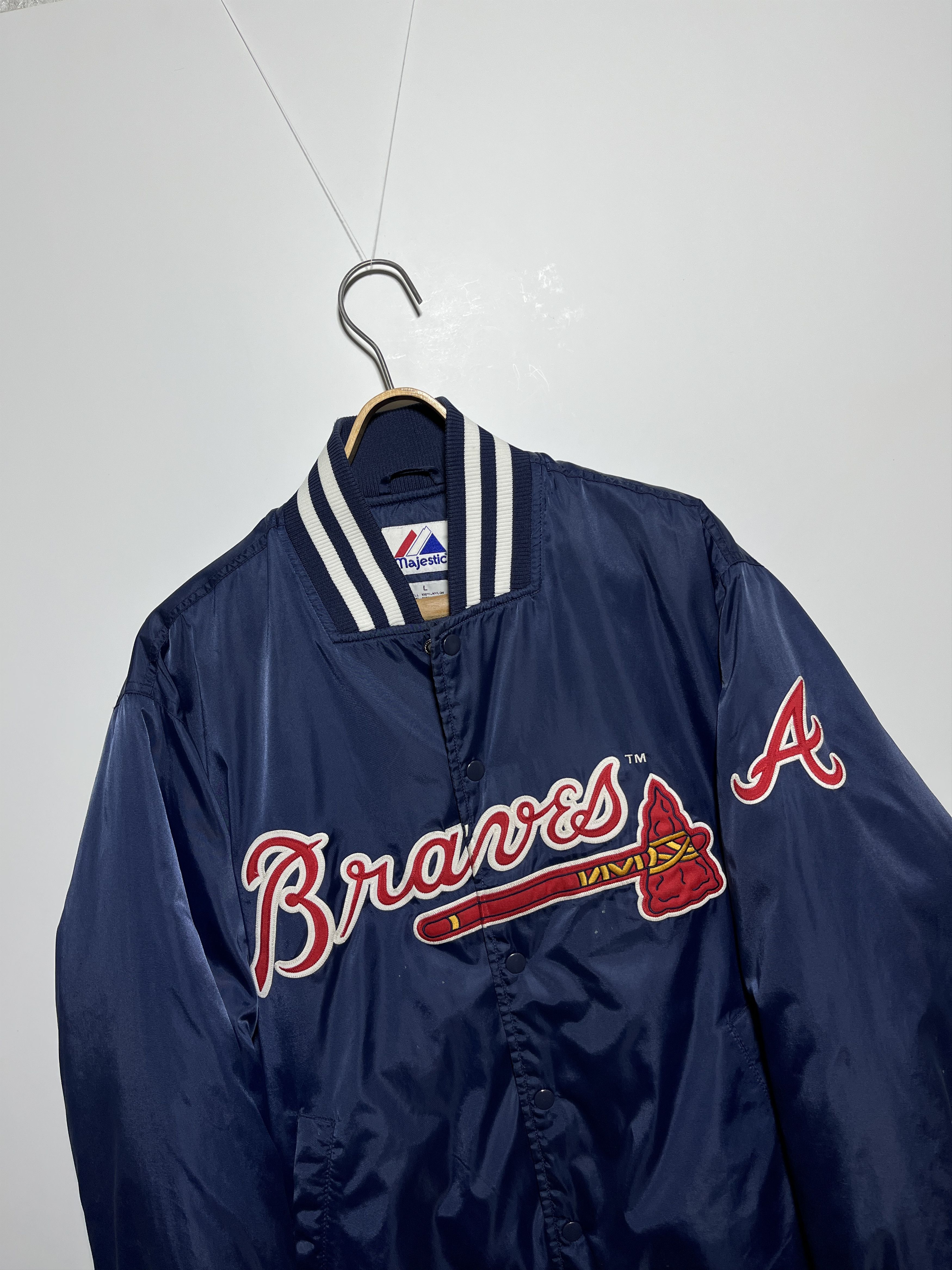 MLB × Majestic × Vintage Vintage Majestic Atlanta Braves Satin Bomber Jacket Size L Size US L / EU 52-54 / 3 - 4 Thumbnail