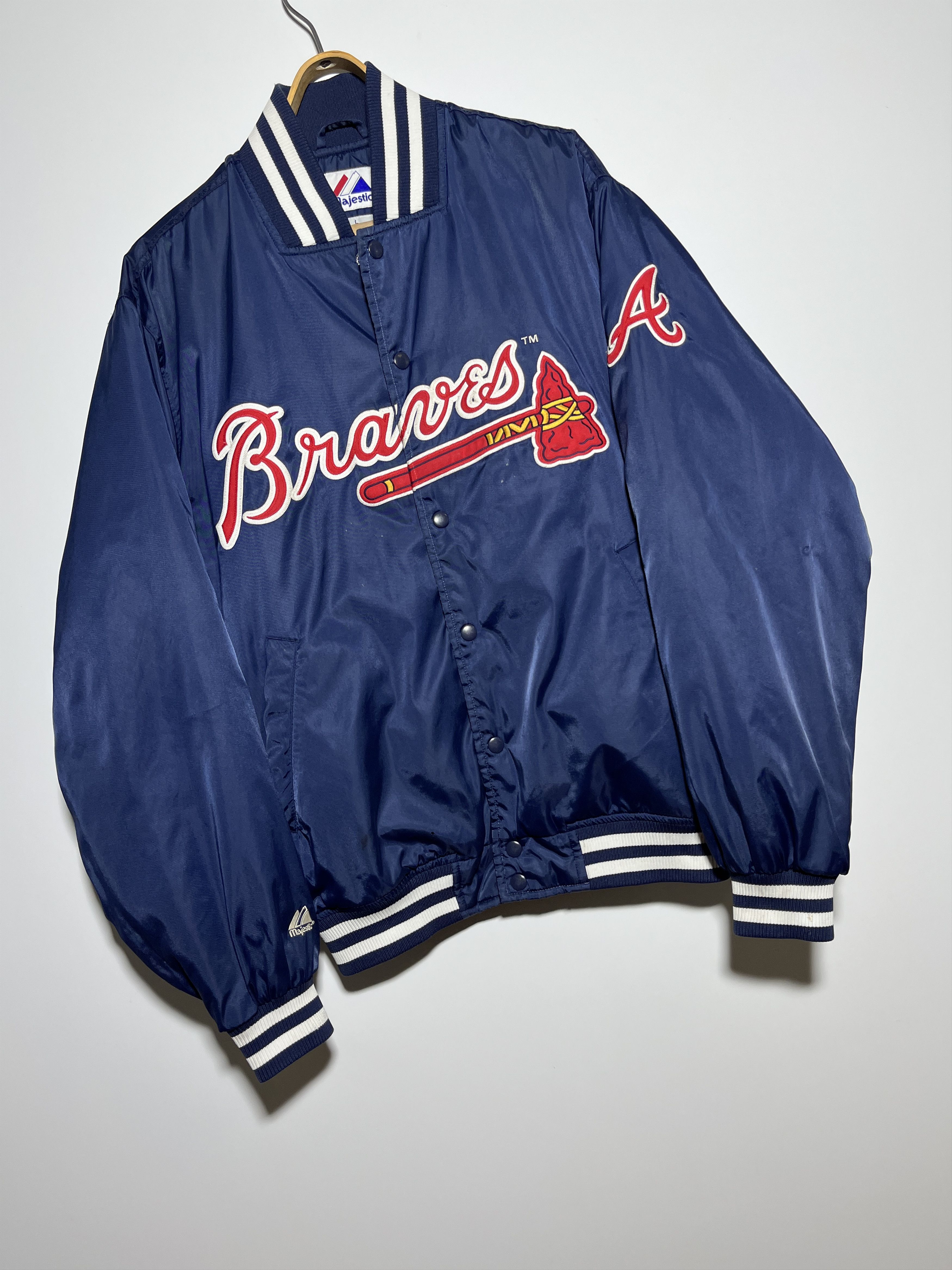 MLB × Majestic × Vintage Vintage Majestic Atlanta Braves Satin Bomber Jacket Size L Size US L / EU 52-54 / 3 - 5 Thumbnail