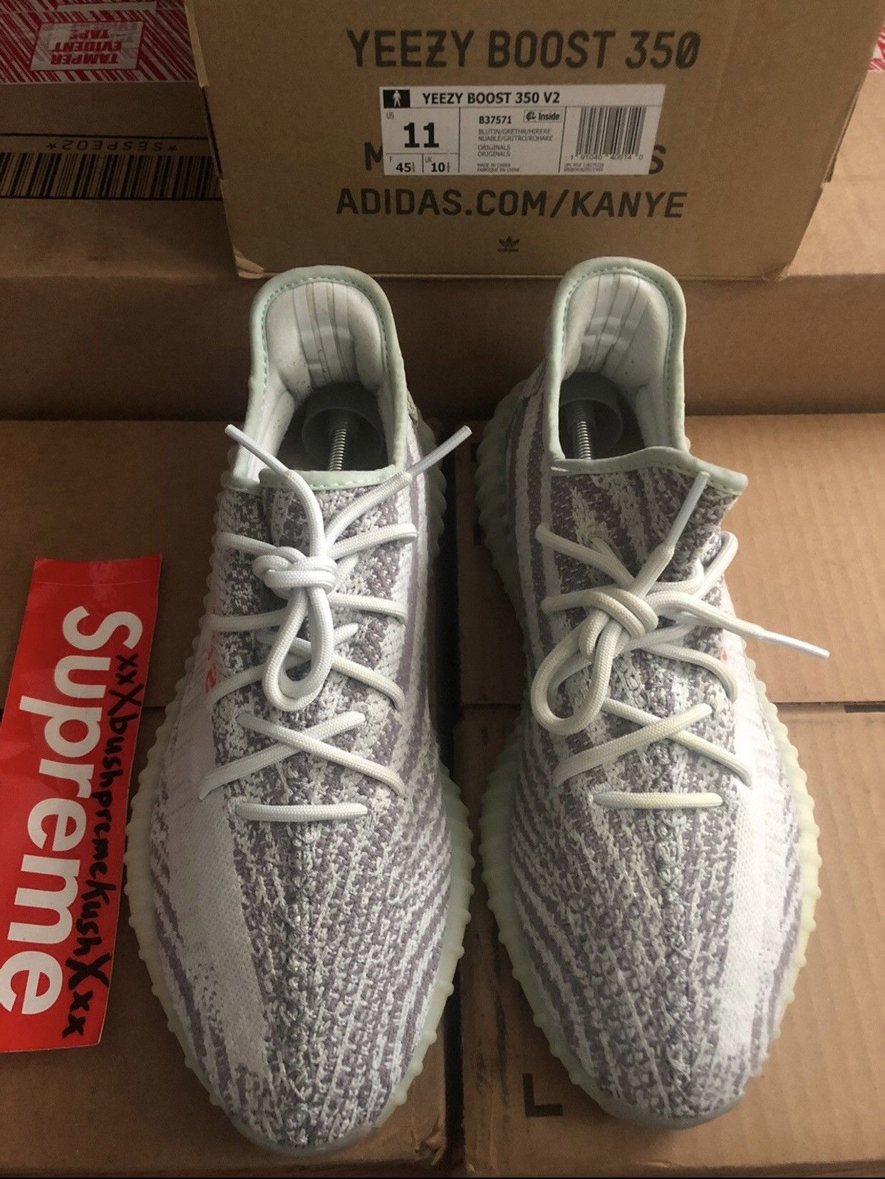 Adidas × Kanye West Yeezy Boost 350 V2 Blue Tint 2017 Size US 11 / EU 44 - 2 Thumbnail