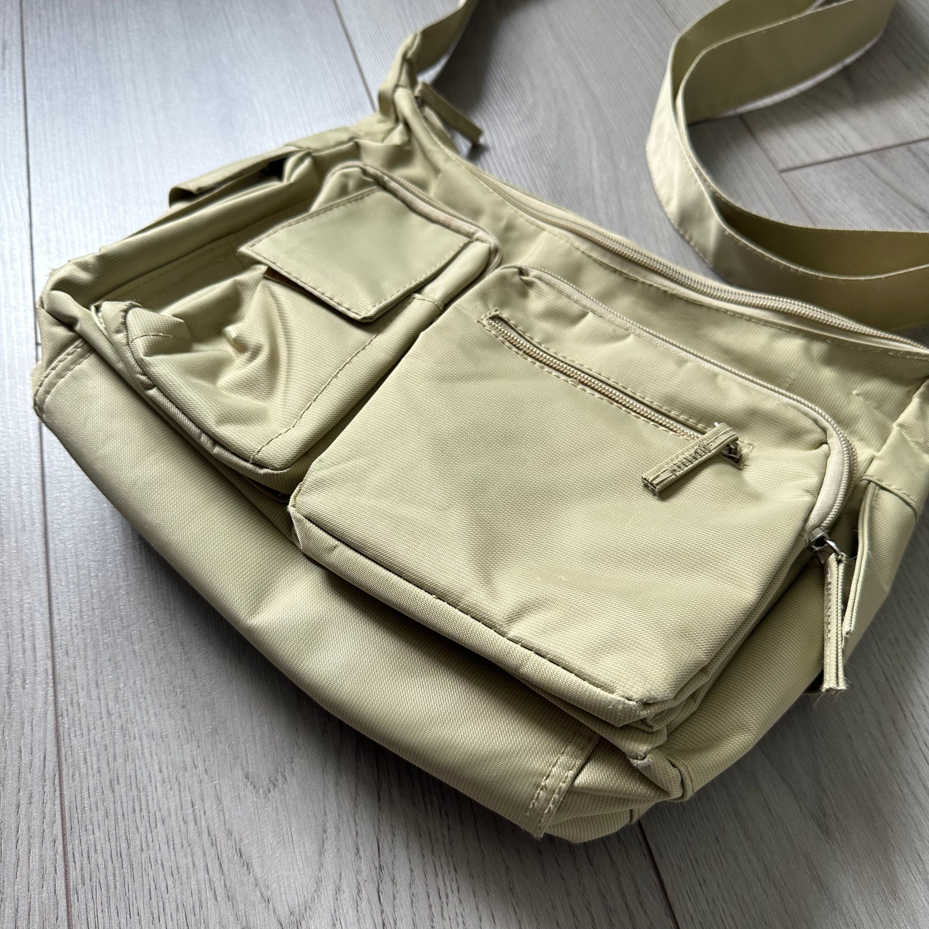 Pre-owned 20471120 X Avant Garde Vintage Blank Nylon Multi Pocket Bag In Beige