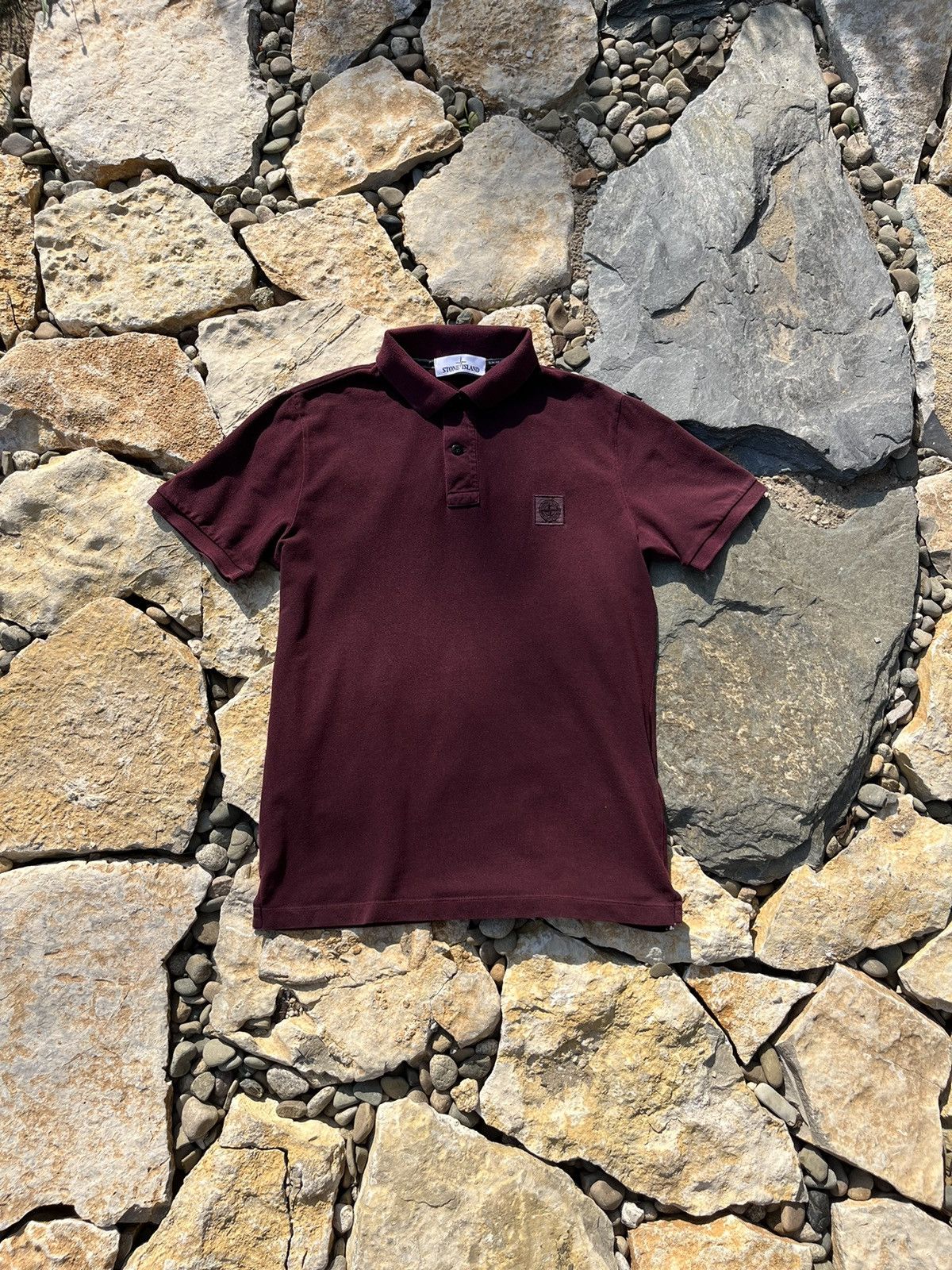 Stone Island polo t-shirt tee with logo garment dyed y2k
