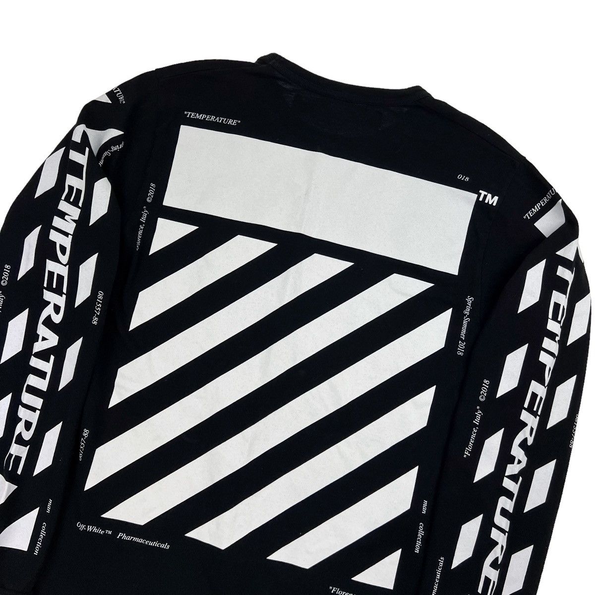 image of Off White Off-White Temperature Diagonal Long Sleeve T Shirt in Black, Men's (Size Medium)