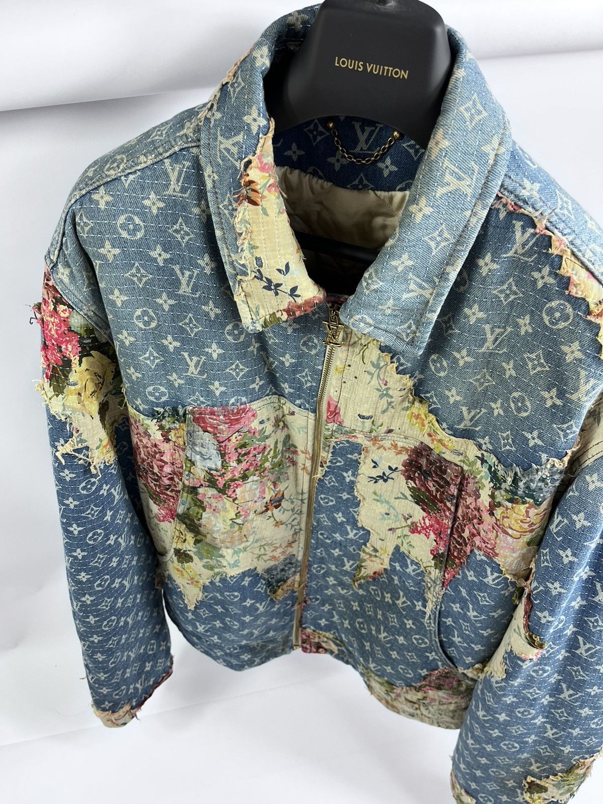 Louis Vuitton Floral Monogram distressed padded denim jacket Size US XXL / EU 58 / 5 - 5 Thumbnail