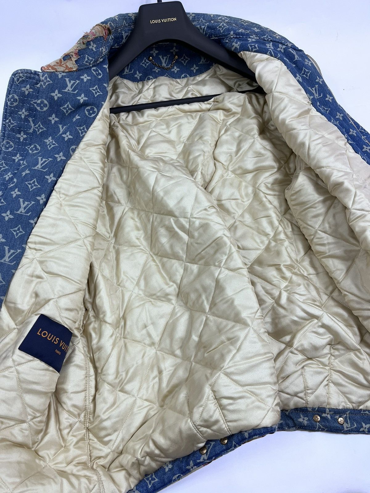 Louis Vuitton Floral Monogram distressed padded denim jacket Size US XXL / EU 58 / 5 - 15 Thumbnail