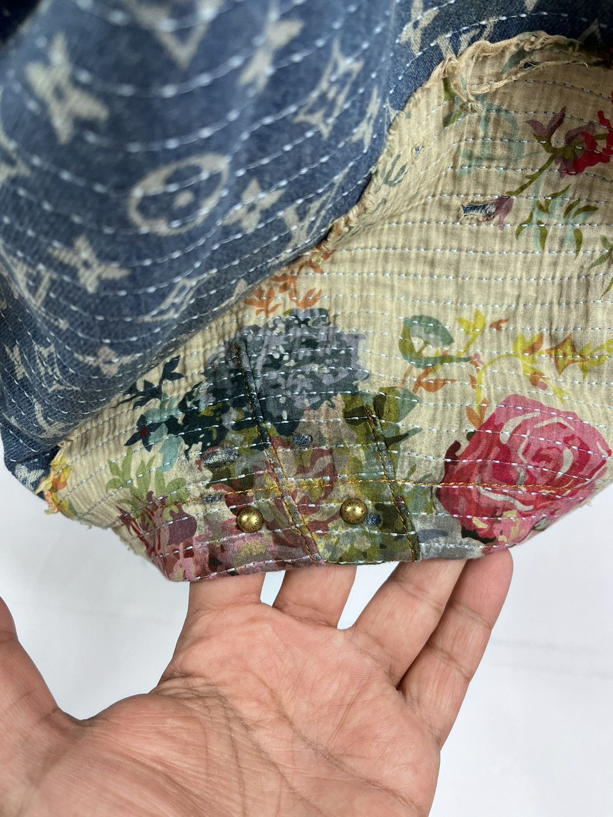 Louis Vuitton Floral Monogram distressed padded denim jacket Size US XXL / EU 58 / 5 - 13 Thumbnail
