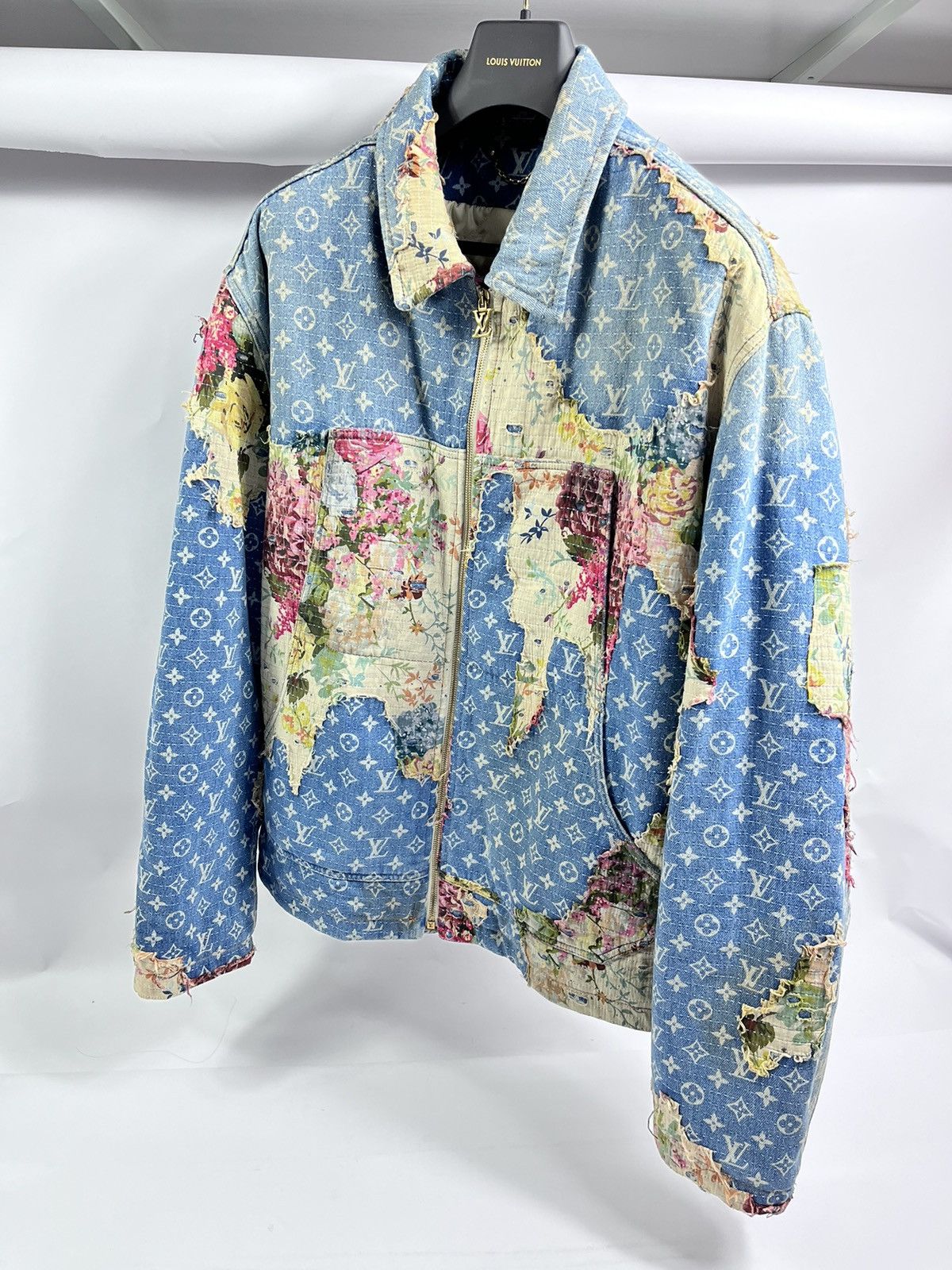 Louis Vuitton Floral Monogram distressed padded denim jacket Size US XXL / EU 58 / 5 - 1 Thumbnail