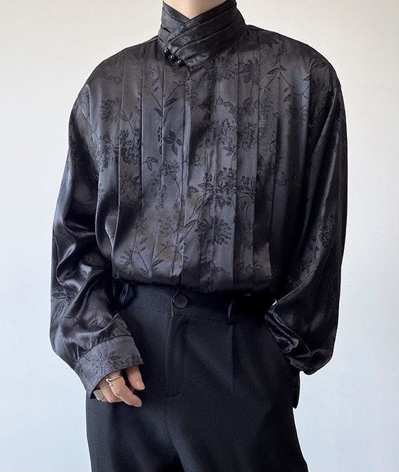 Japanese Brand × Vintage Korean fashion floral pleated button up shirt Size US L / EU 52-54 / 3 - 2 Thumbnail