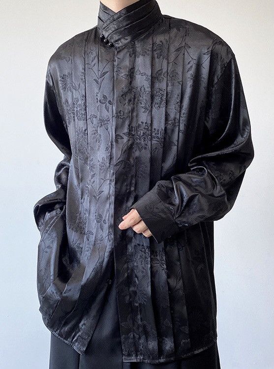 Japanese Brand × Vintage Korean fashion floral pleated button up shirt Size US L / EU 52-54 / 3 - 1 Thumbnail