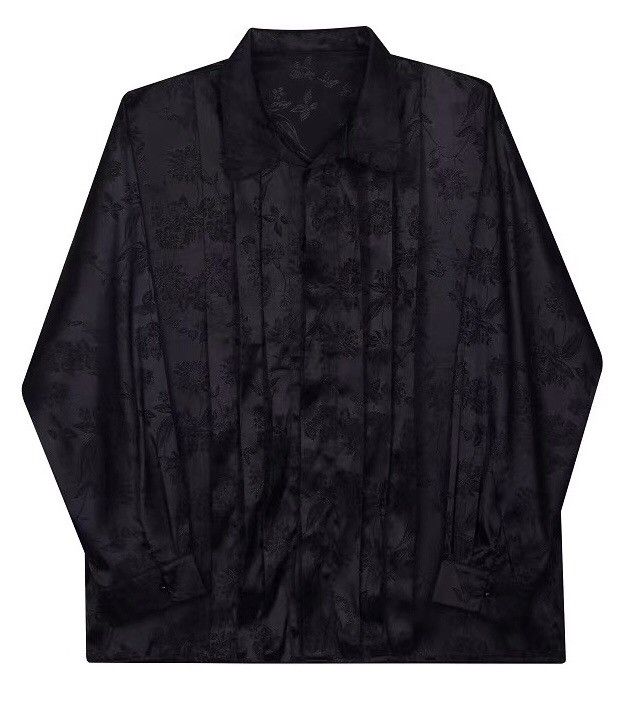 Japanese Brand × Vintage Korean fashion floral pleated button up shirt Size US L / EU 52-54 / 3 - 6 Thumbnail
