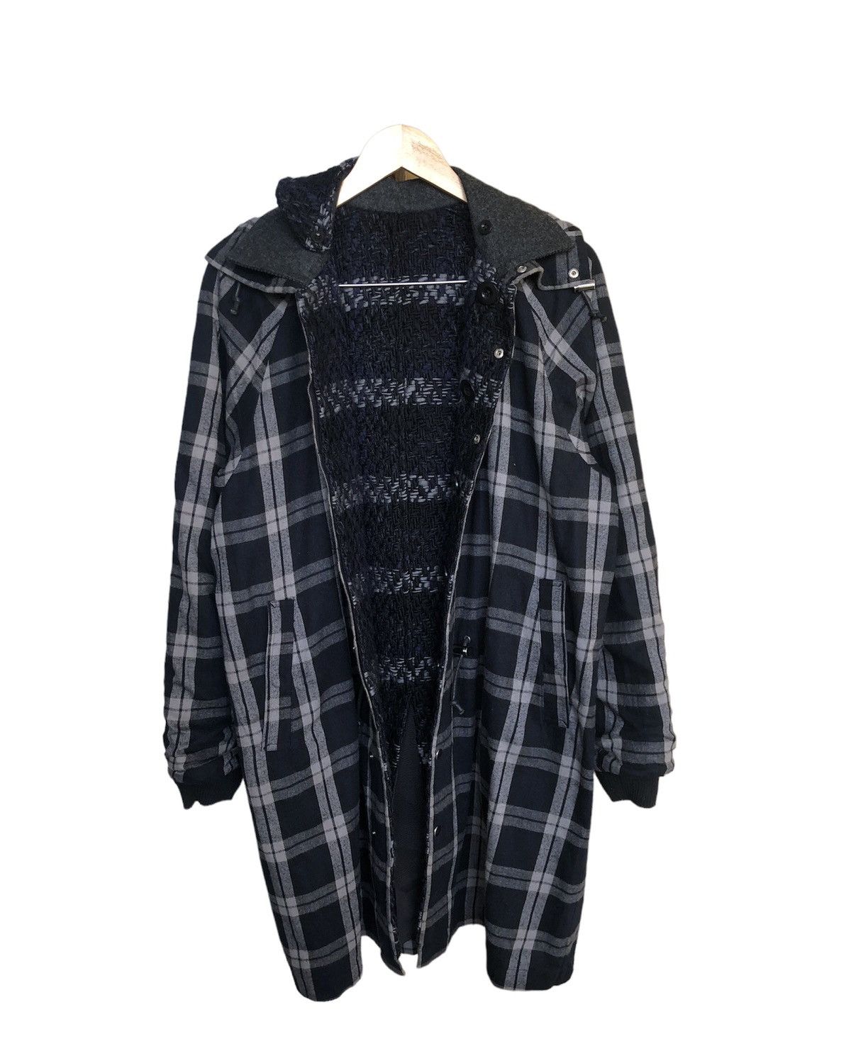 image of Avant Garde x Sacai Chitose Abe's Reversible Knit Wool Coat in Blue, Men's (Size Small)
