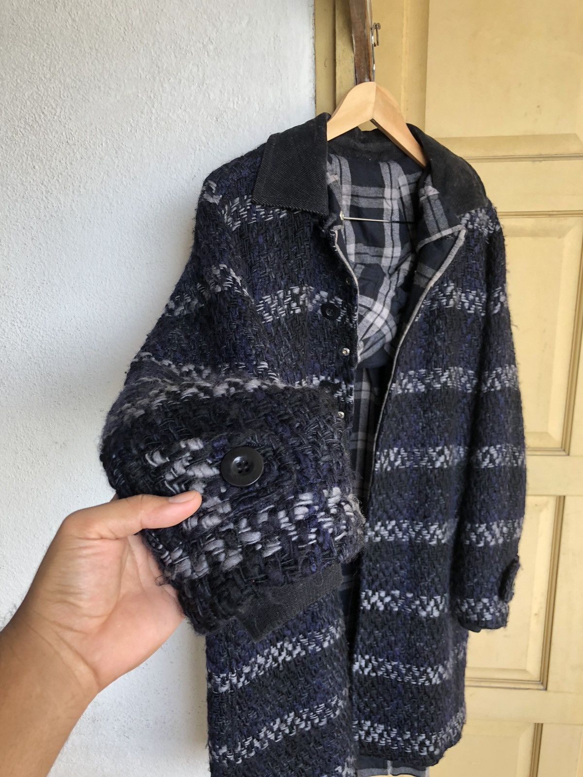 Sacai Rare❗️Sacai Chitose Abe's Reversible Knit Wool Coat Size US S / EU 44-46 / 1 - 16 Thumbnail