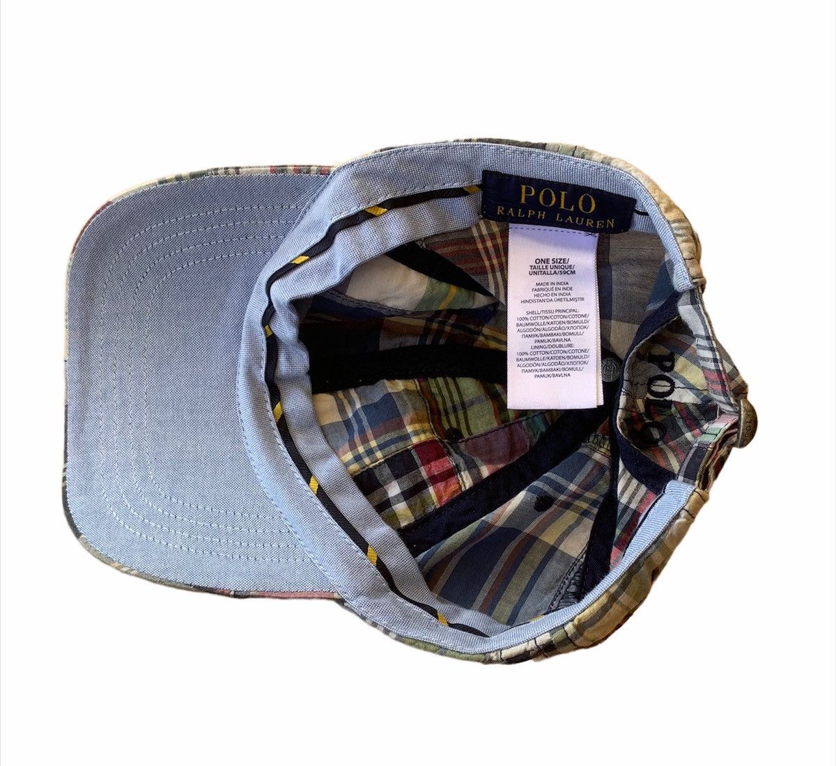 RRL Ralph Lauren × Vintage RARE ‼️ Vintage Polo Ralph Lauren Patchwork Plaid Hat Cap Size ONE SIZE - 5 Thumbnail